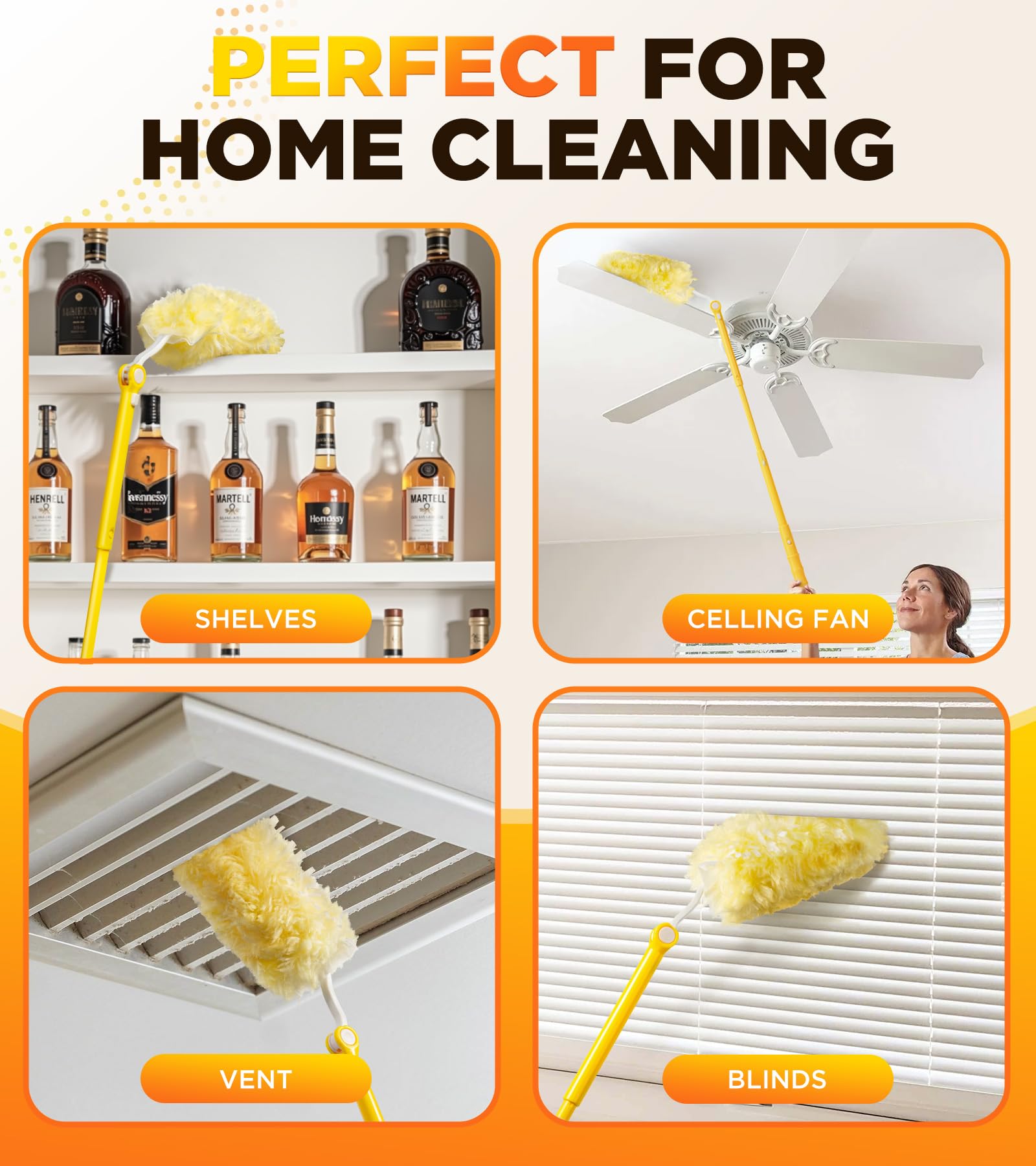 Heavy Duty Duster Refill Kit for Swiffer Duster with 3 ft Extension Pole & 20 Count Refills