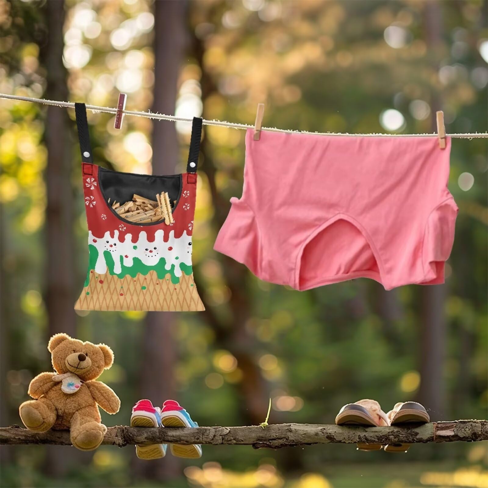 Christmas Ice Cream Clothespin Tote Bag