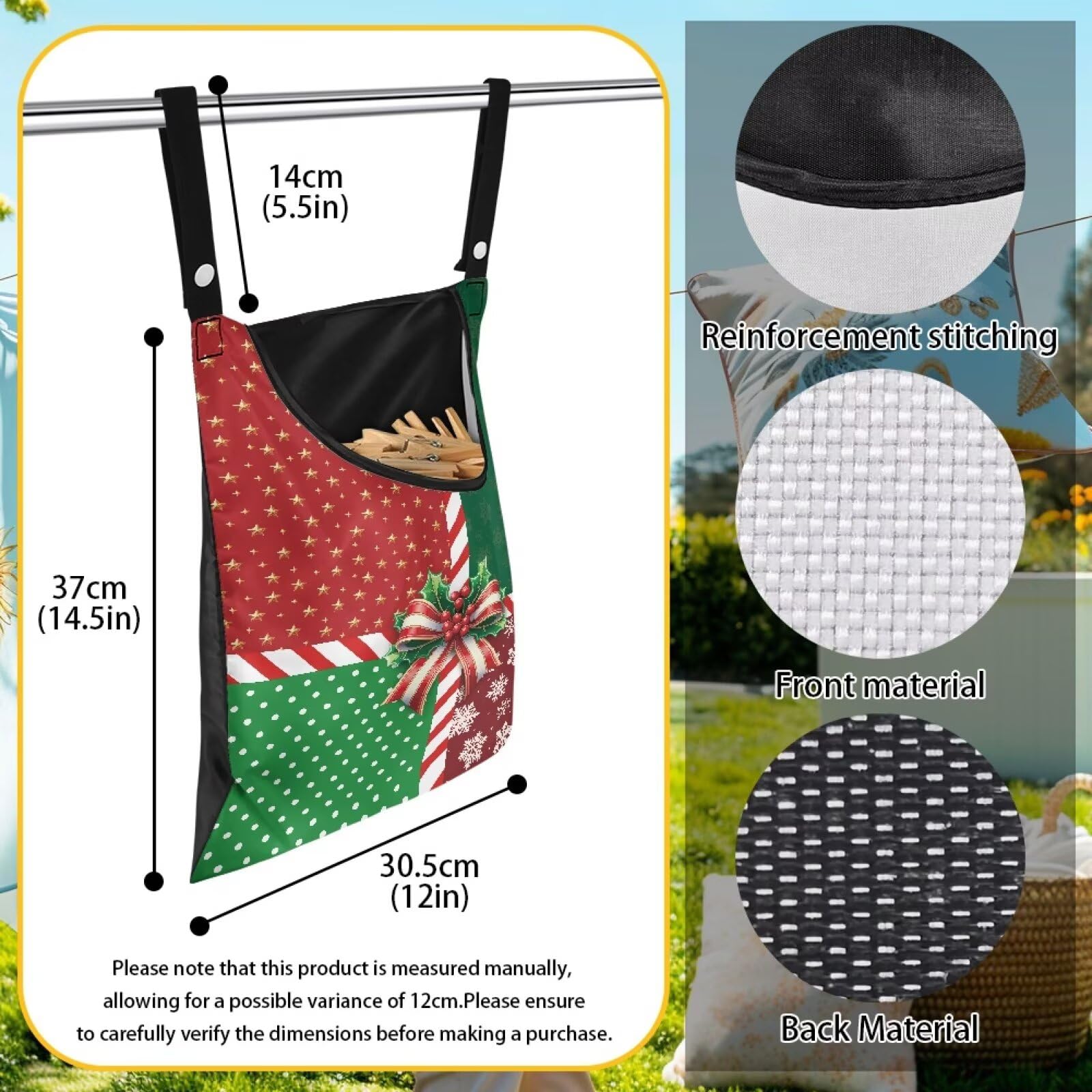 Christmas 2025 Adjustable Clothespin Storage Bag