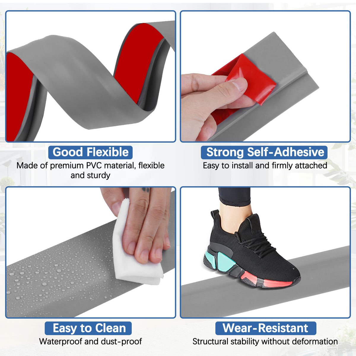 Vinyl Floor Transition Strip Self Adhesive Door Threshold Strip (3.3 Foot)
