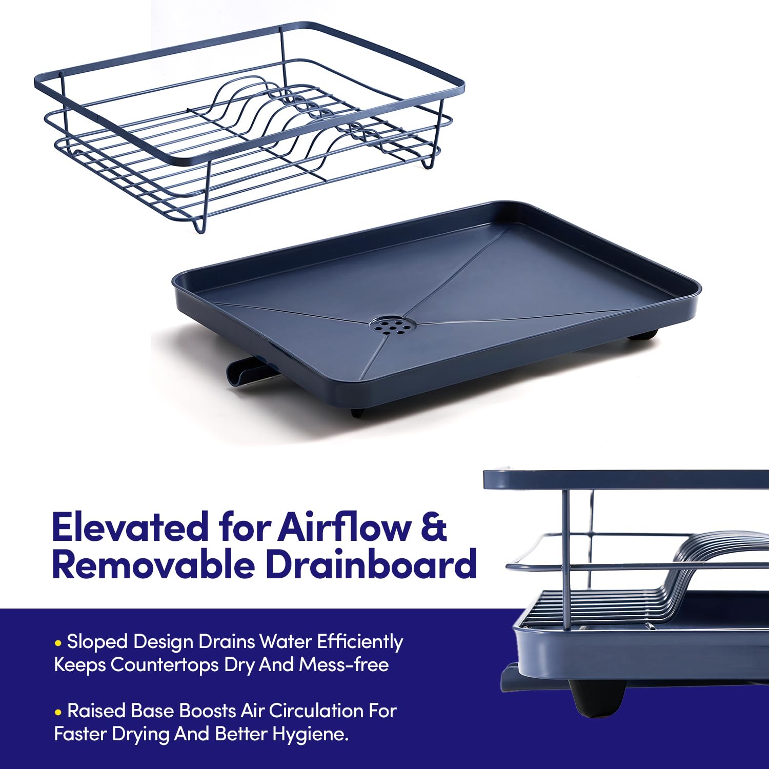 Dish Drying Rack 3 Piece Dish Drainer with Drainboard Set for Kitchen Counter