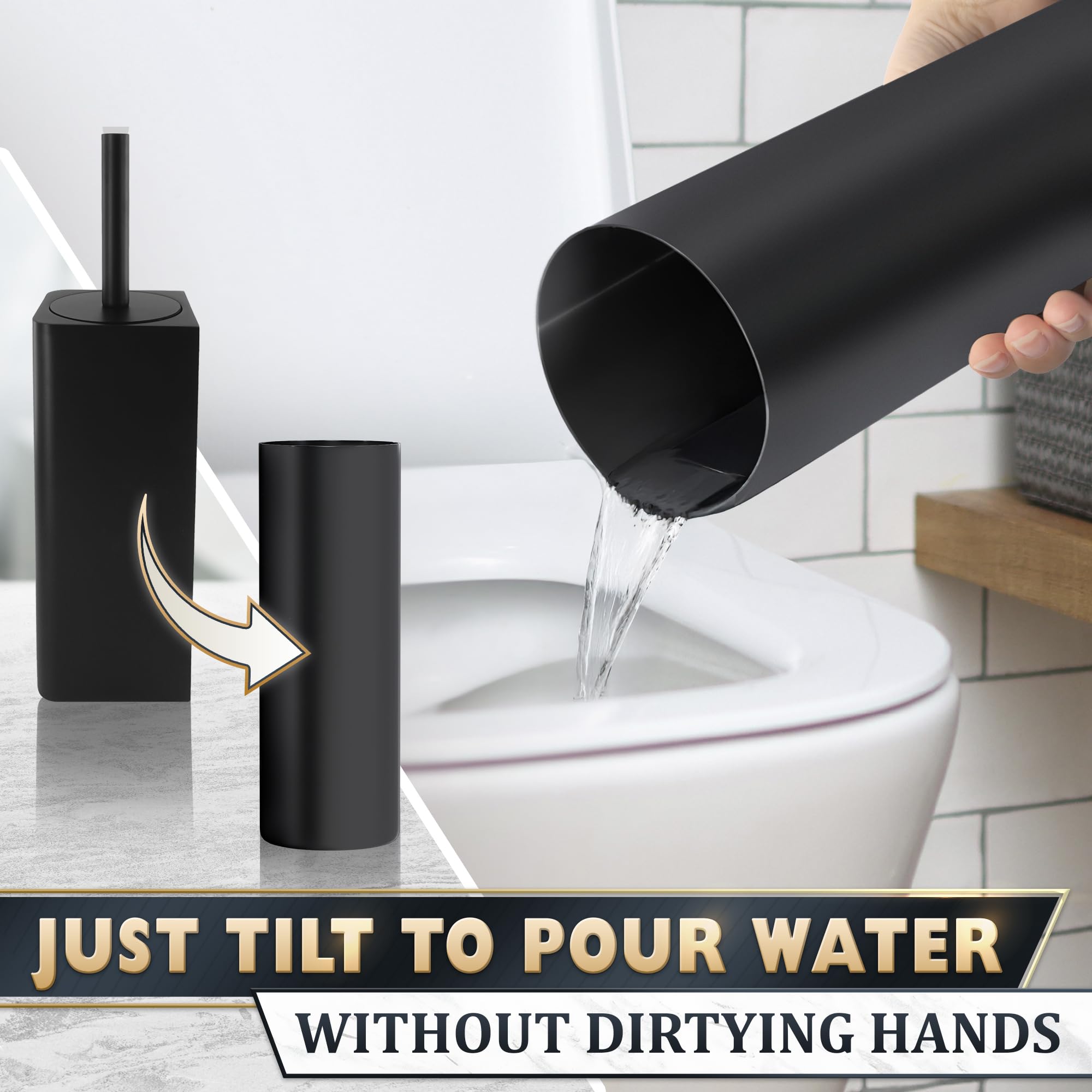 Black Toilet Brush and Holder Set