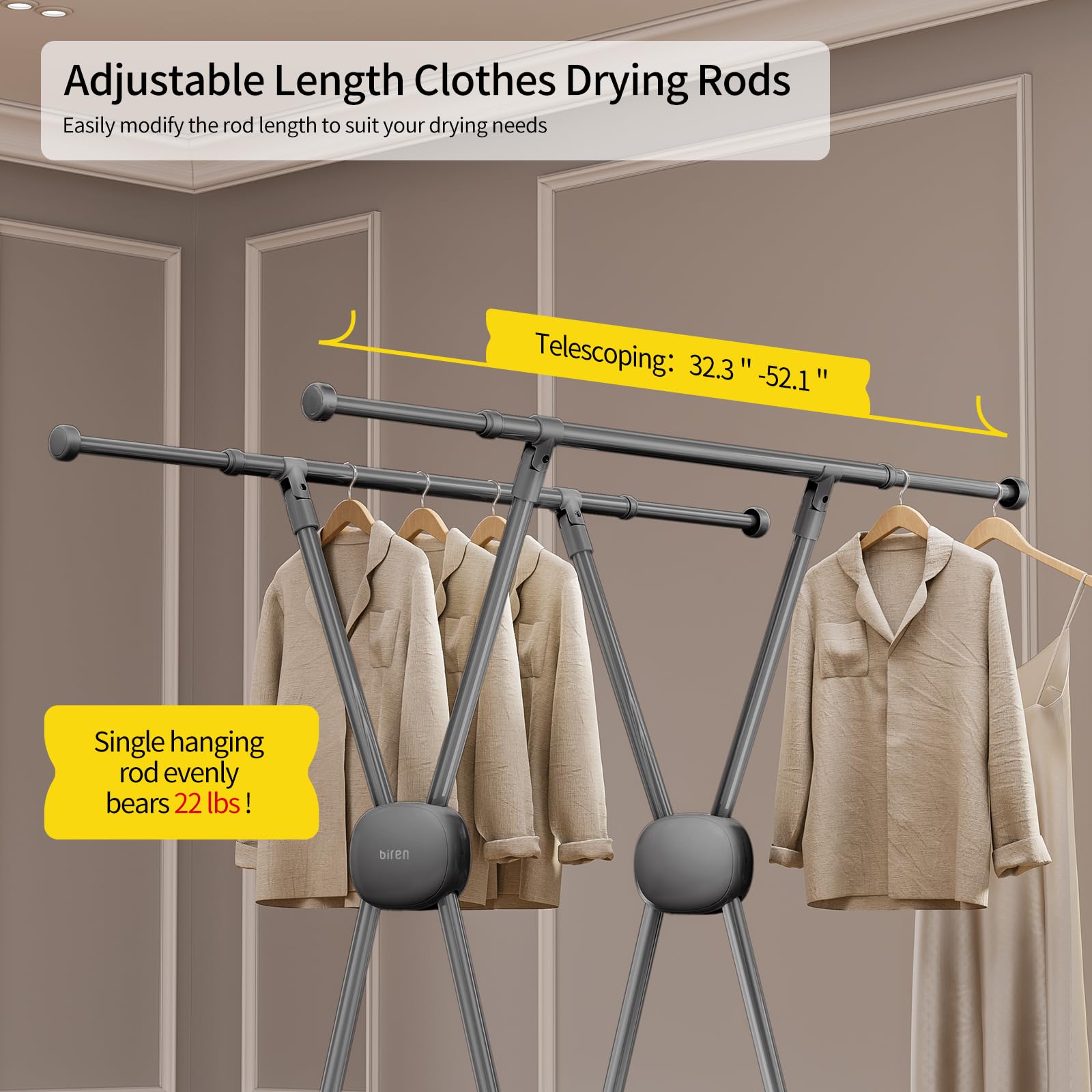 Clothes Drying Rack Heavy Duty Clothing Racks Foldable Laundry Rack Two Drying Modes Garment Racks for Drying Clothes