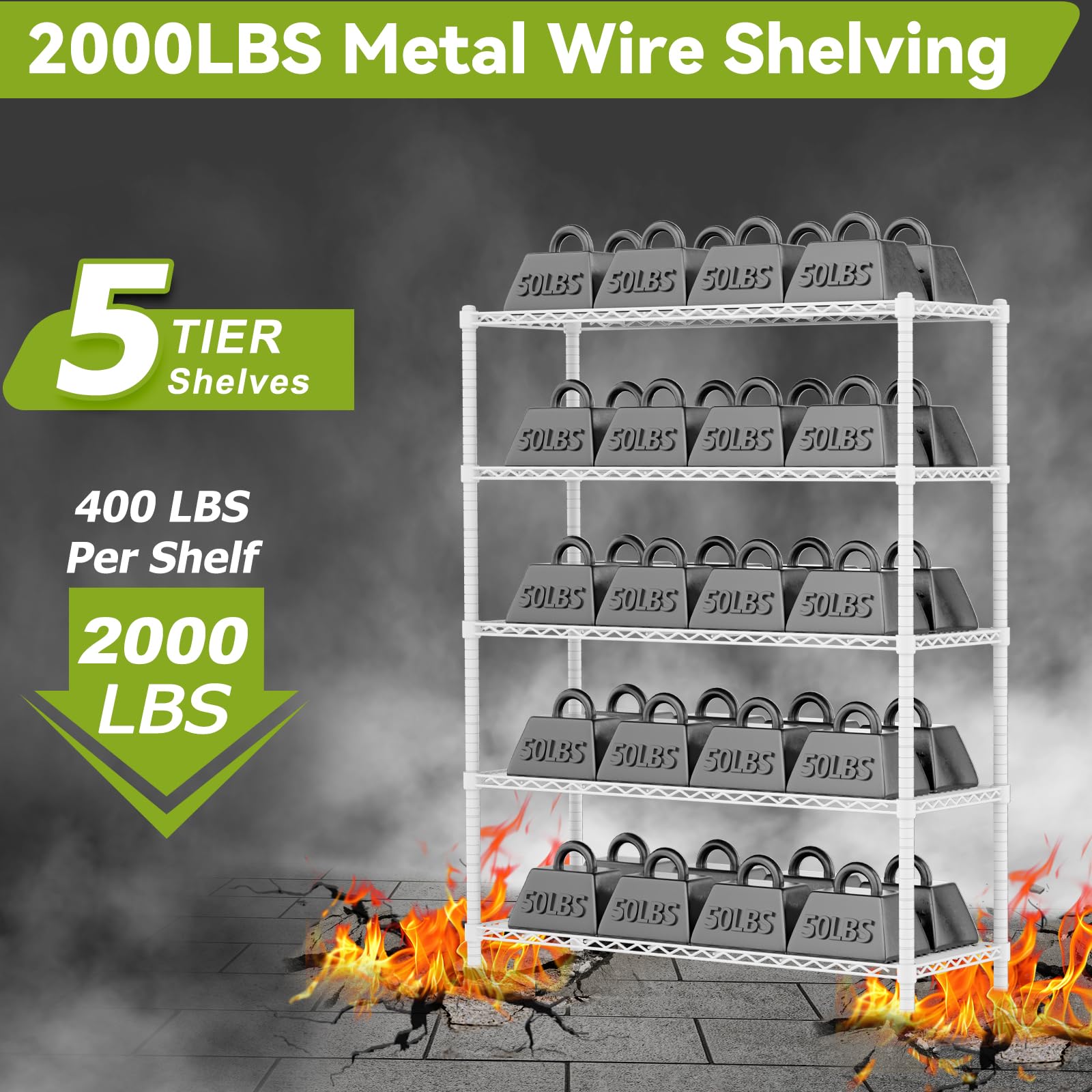 45" W x 20" D x 72" H Heavy Duty Wire Shelving Unit
