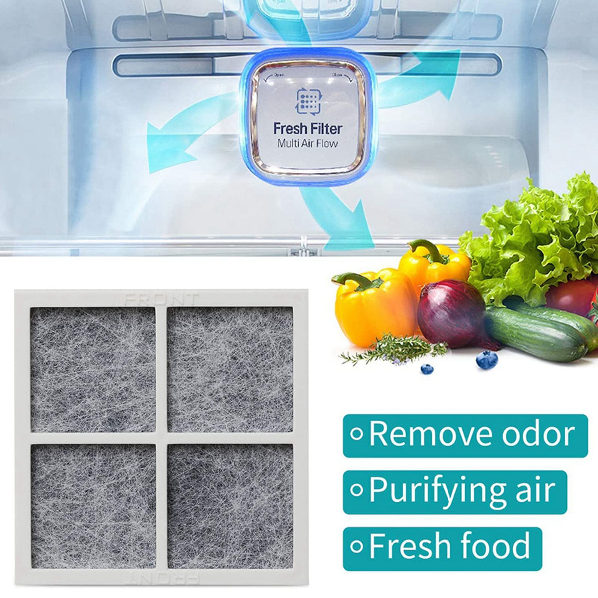 LT120F Fresh Refrigerator Air Filter Replacement for LG (3 Count)