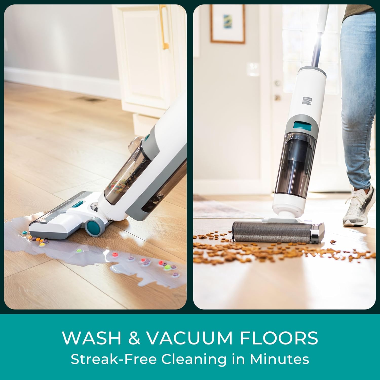 Kenmore HF5010 AquaLite 3-in-1 Cordless Wet Dry Vacuum Hard Floor Cleaner with Automatic Air-Drying, 35mins Runtime & One Edge Self-Cleaning Mop for Multi-Surface and Messes - ModHome Supplies
