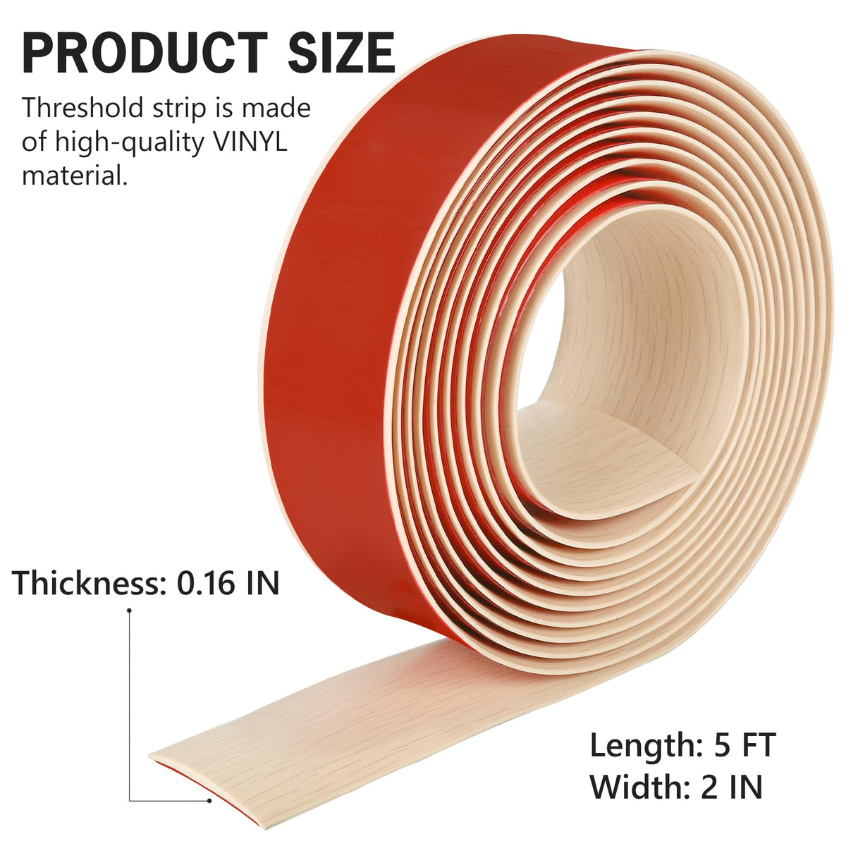 5Ft Floor Transition Strip Self Adhesive Vinyl Cover Floor Strip Flat Divider Transition Strip Wood Grain Design for Laminate Floor Gaps and Doorway Transitions