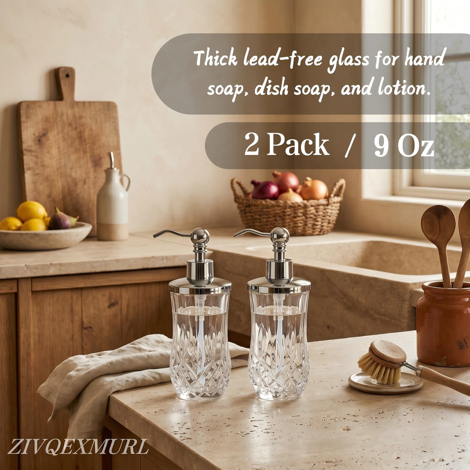 2 Pack 9Oz Clear Soap Dispenser (2 Count)
