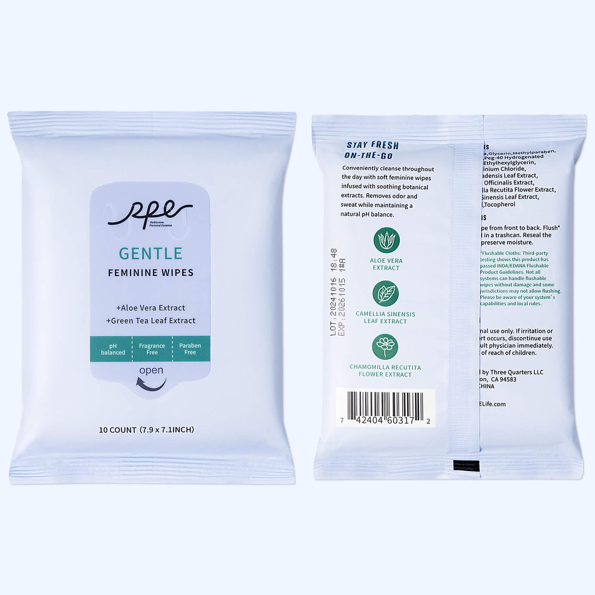 Large Feminine Wipes for Women (40 Count)