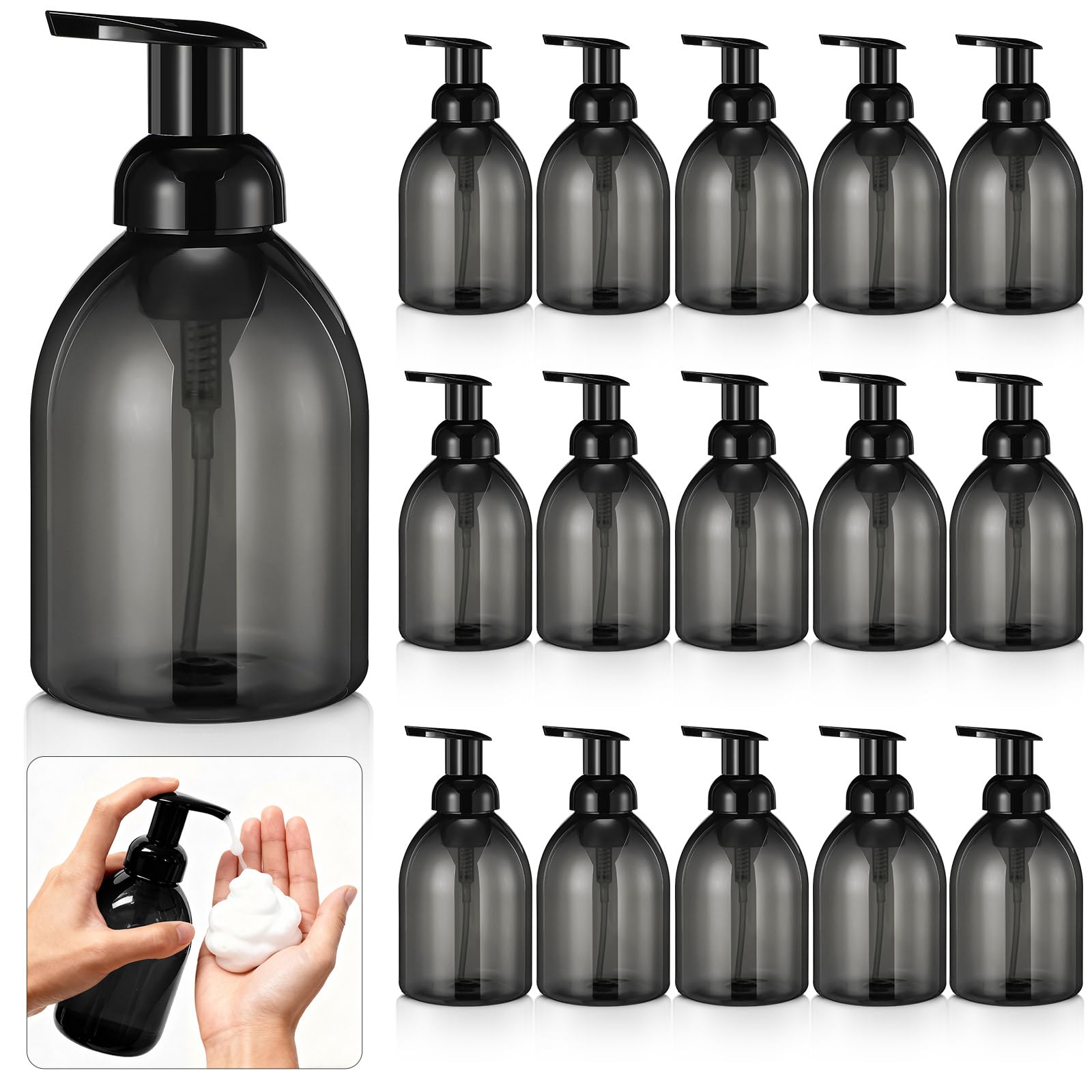 16 Pcs 17 oz Black Foaming Soap Dispenser (16 Count)