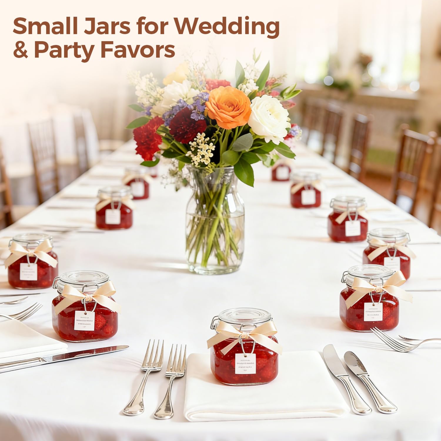 Square Small 17 oz Glass Jars with Airtight Lids 6 Pack Wide Mouth (6 Count)