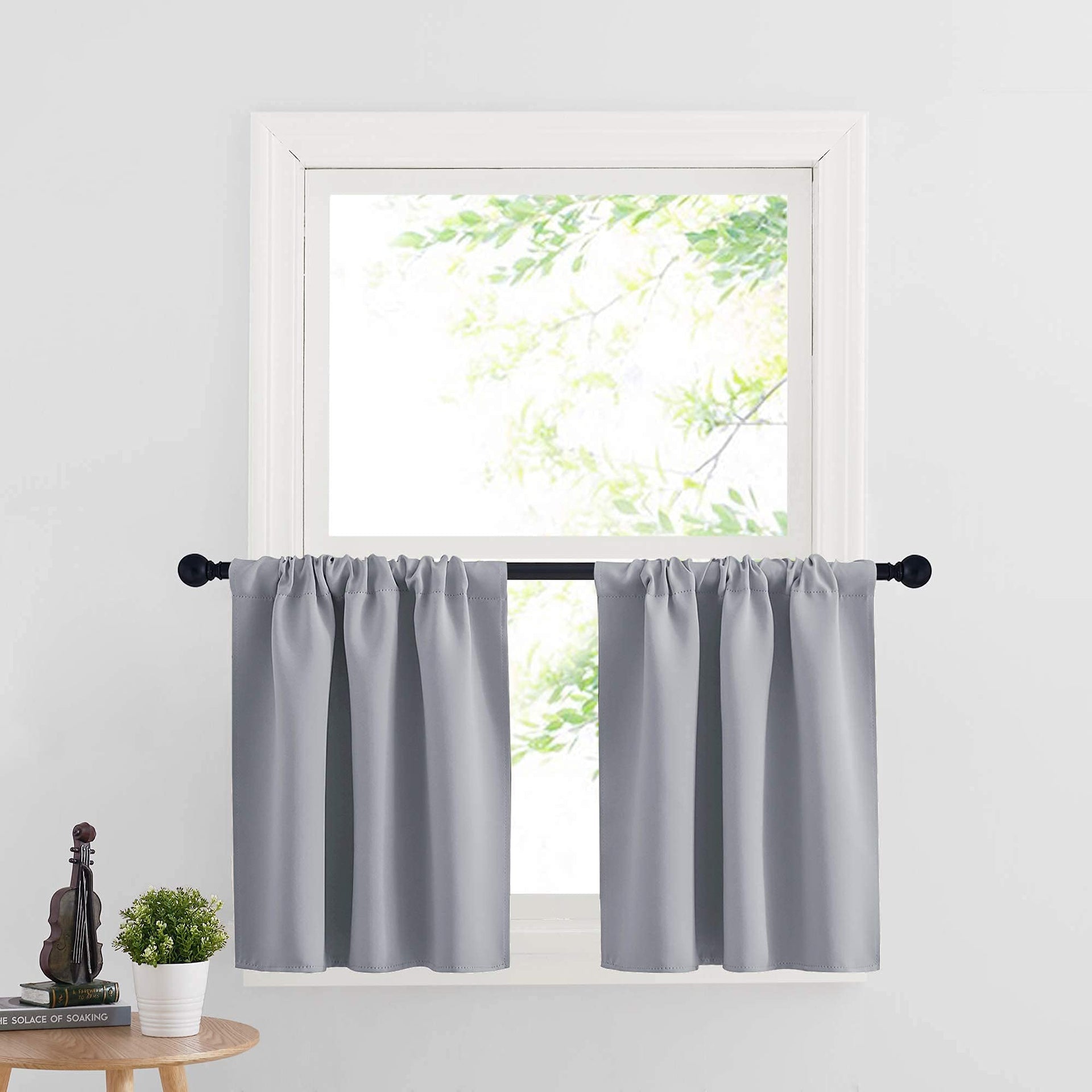 Cafe Blackout Curtains 24 inch Length