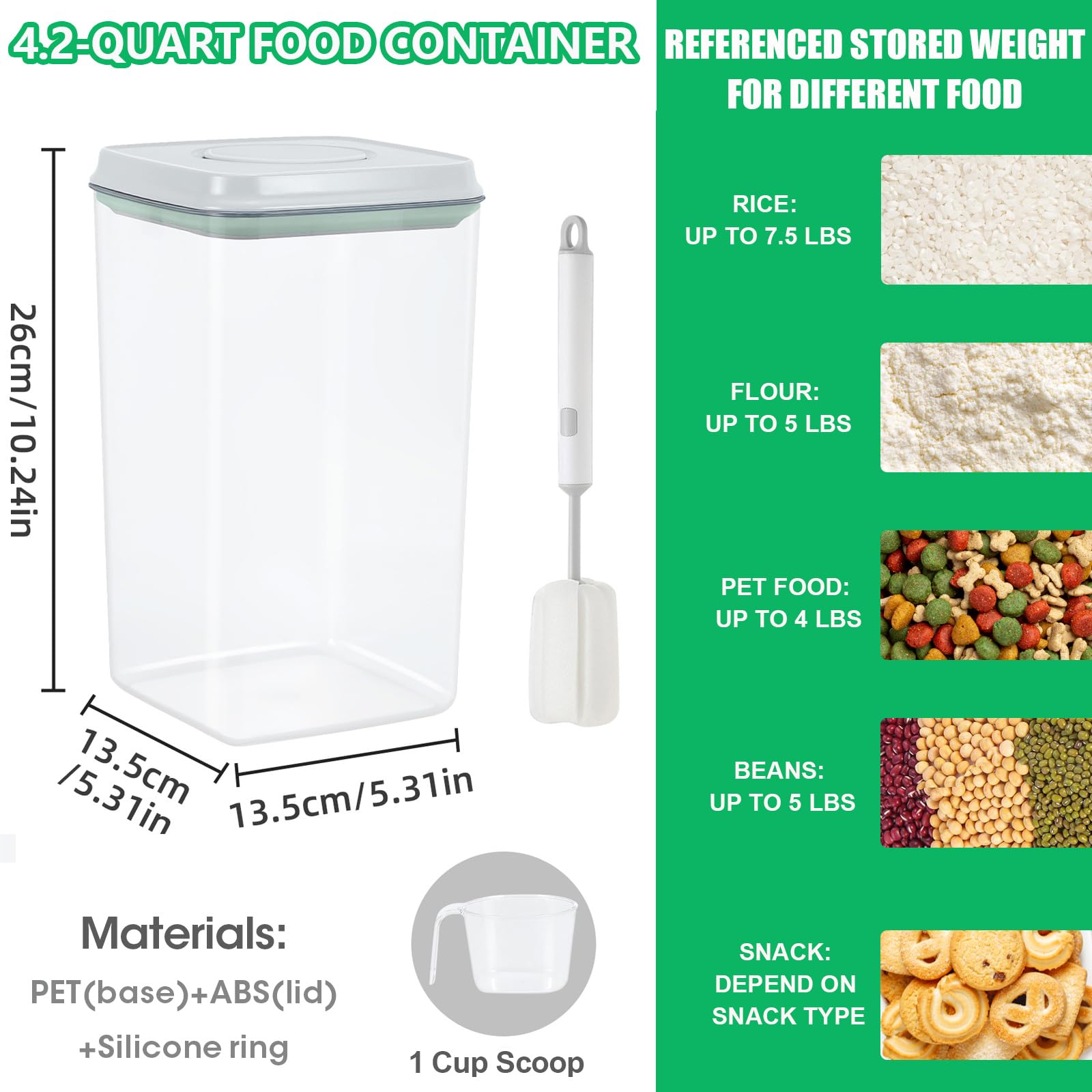 4.2 Qt Airtight Flour Rice Storage Container with Pop
