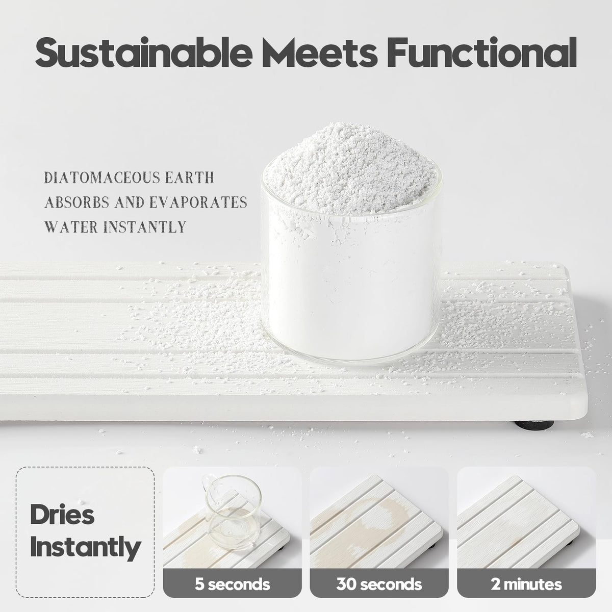 2PCS Diatomite Quick Stone Drying Tray Mat for Bathroom & Kitchen Counter (2 Count)