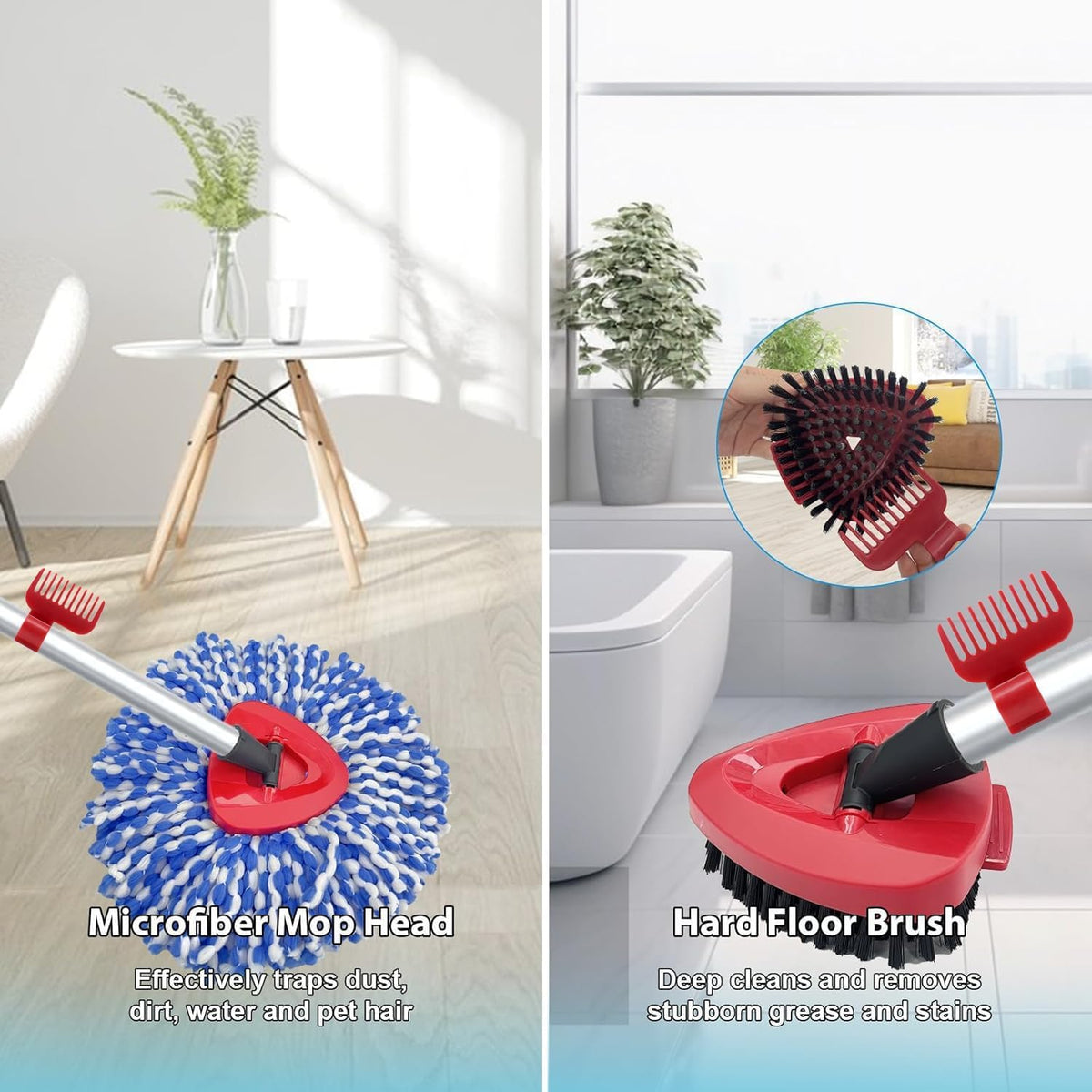 2 Pack Spin Mop Heads Replacement Compatible with O Cedar RinseClean 2 Tank
