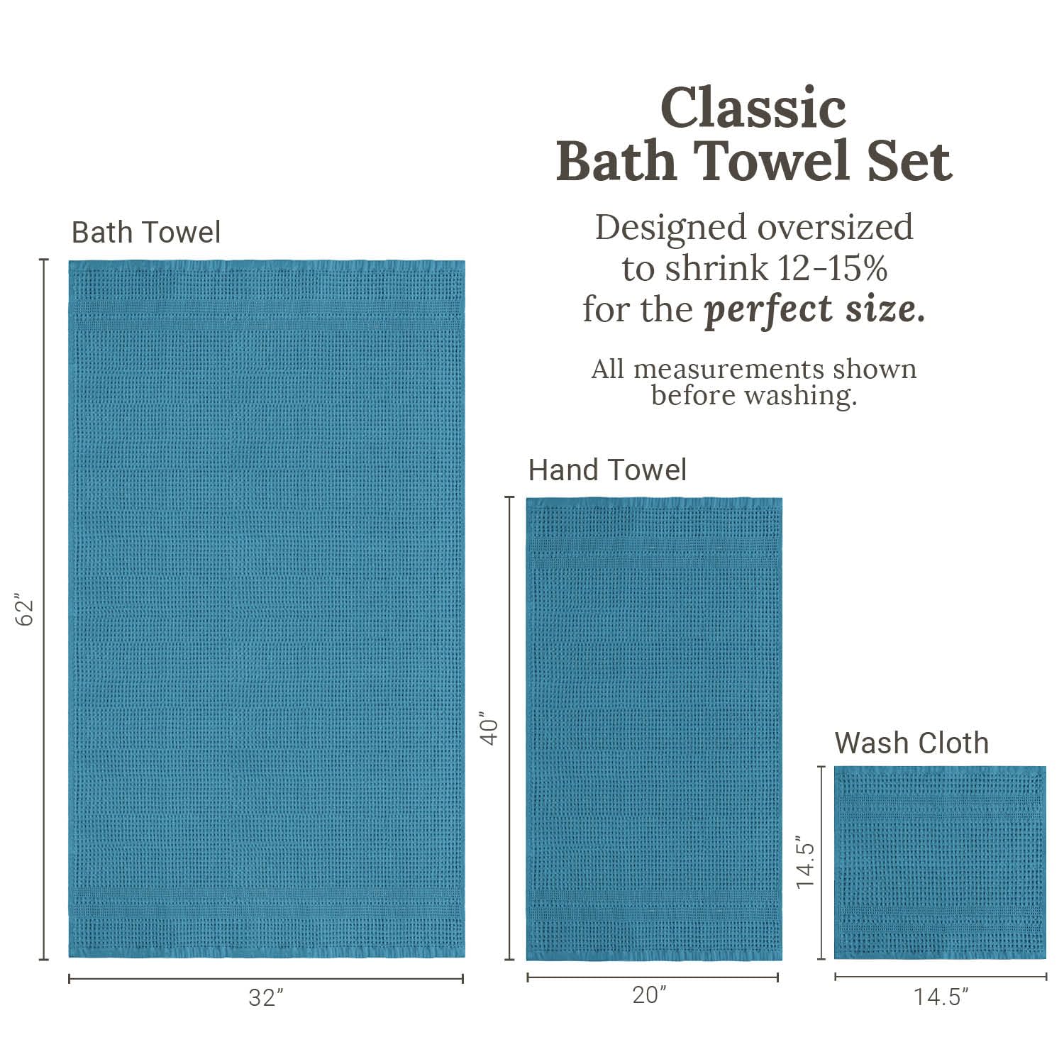 Waffle Towel Set Quick Dry Thin