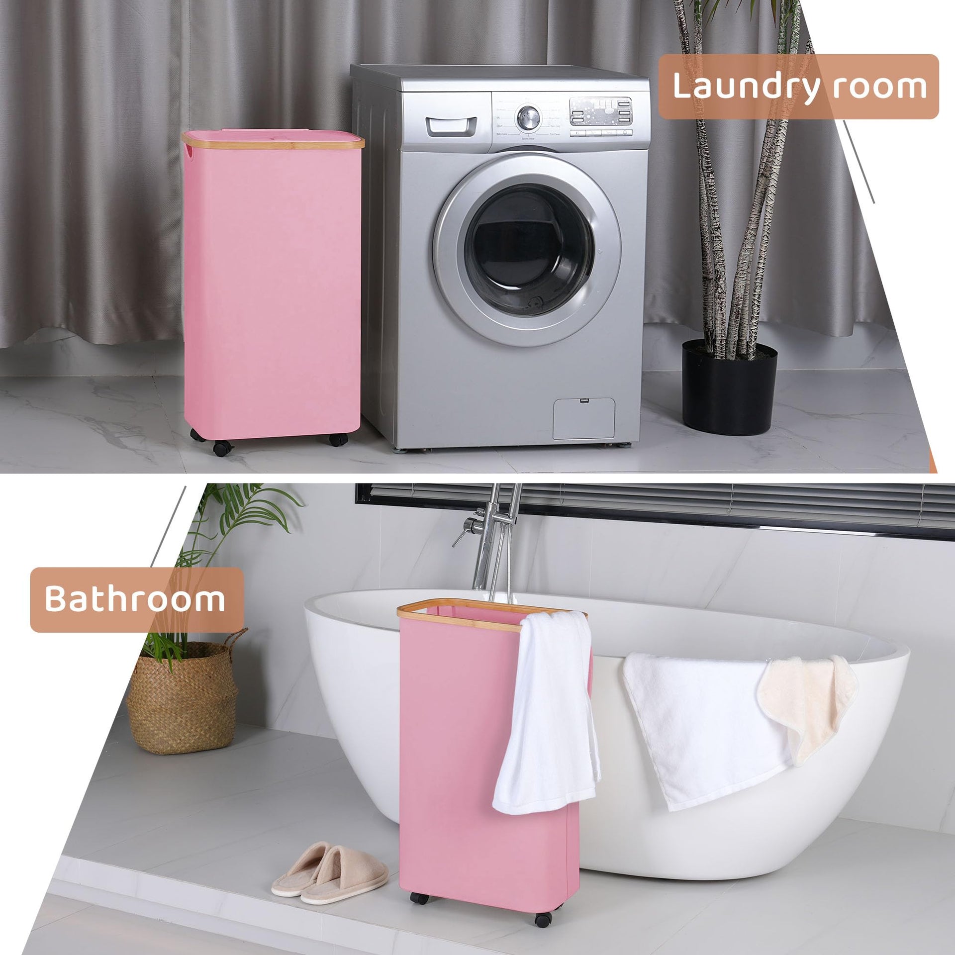 Slim Laundry Basket with Wheels