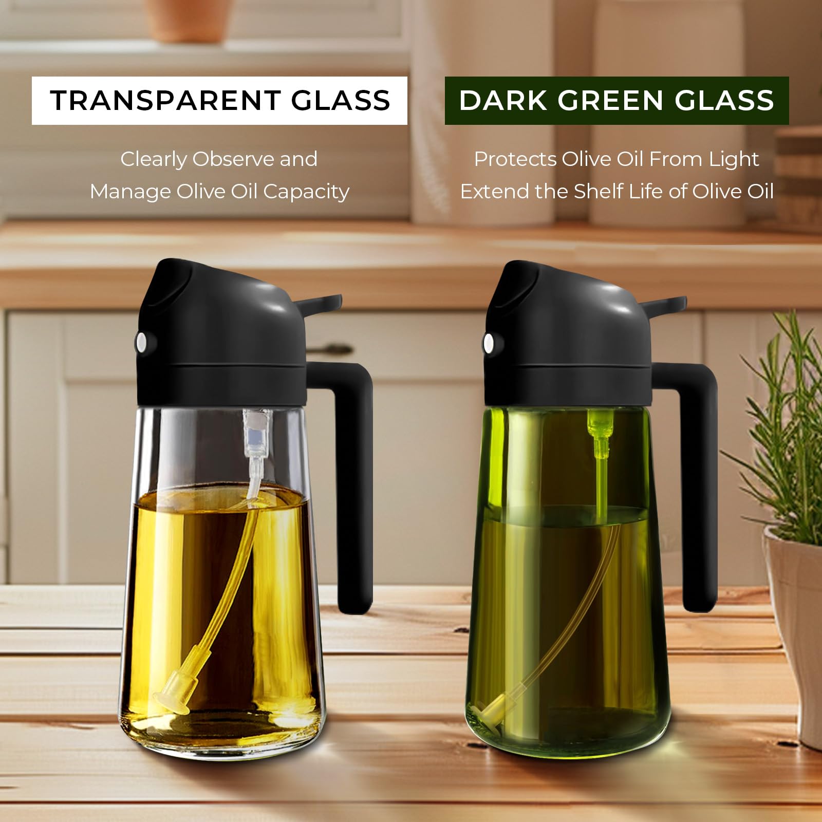 4Pcs 16oz 470ml Glass Olive Oil Sprayer Set with Stickers