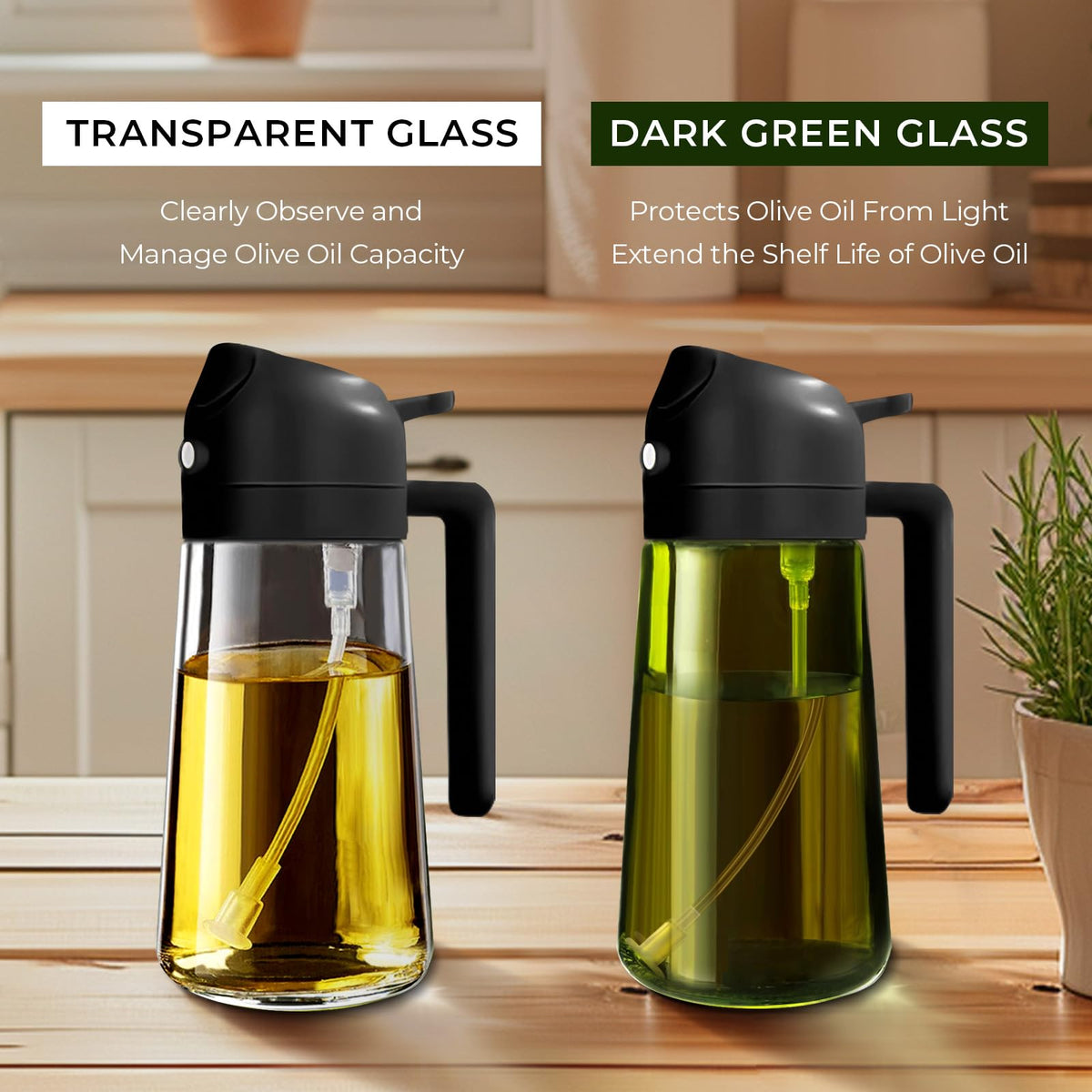 4Pcs 16oz 470ml Glass Olive Oil Sprayer Set with Stickers