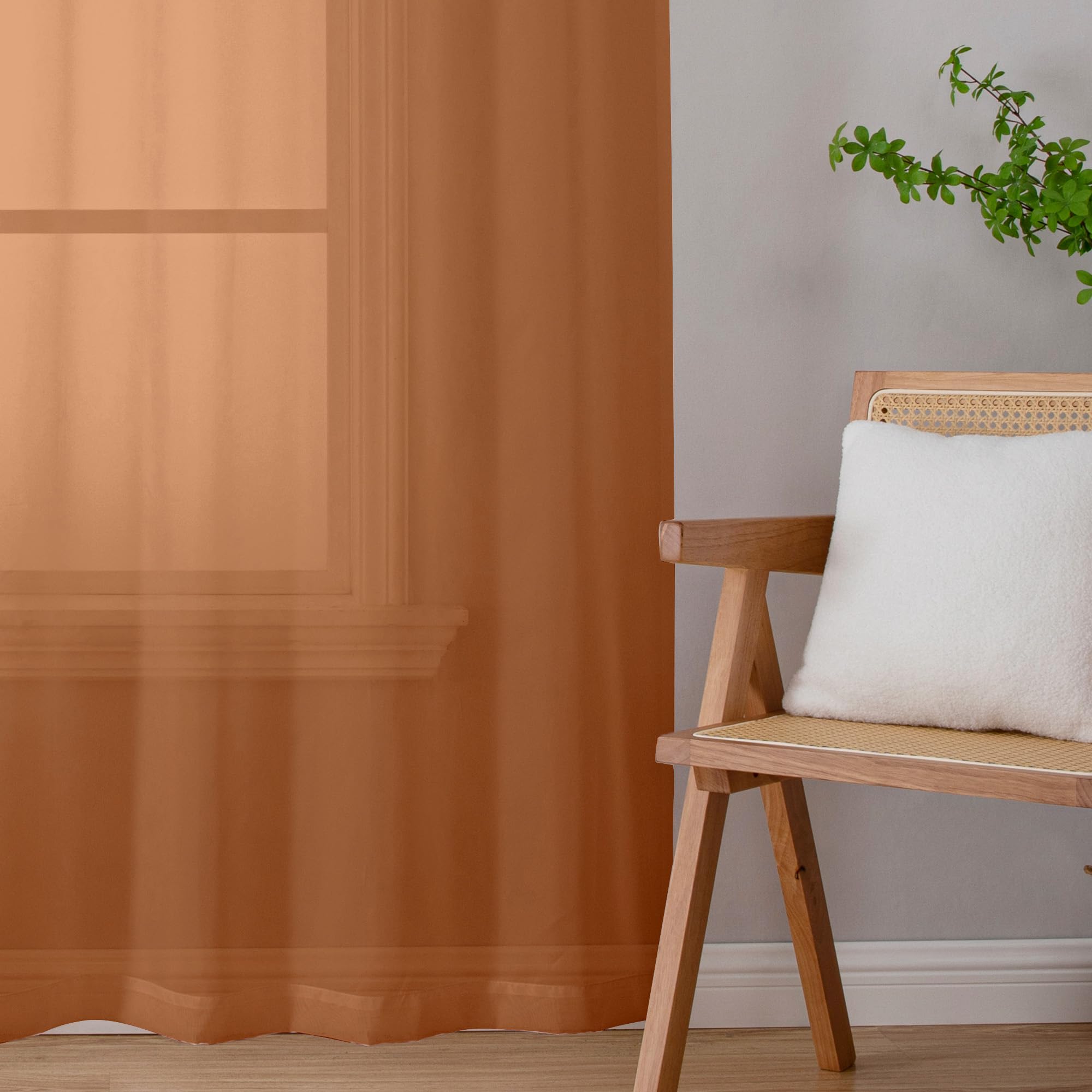 Orange Sheer Curtains 78 Inches Long 2 Panels Set for Living Room (2 Count)