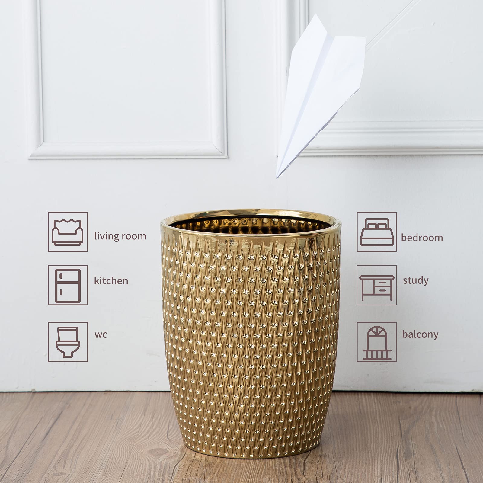 Modern Golden Small Trash Can Wastebasket
