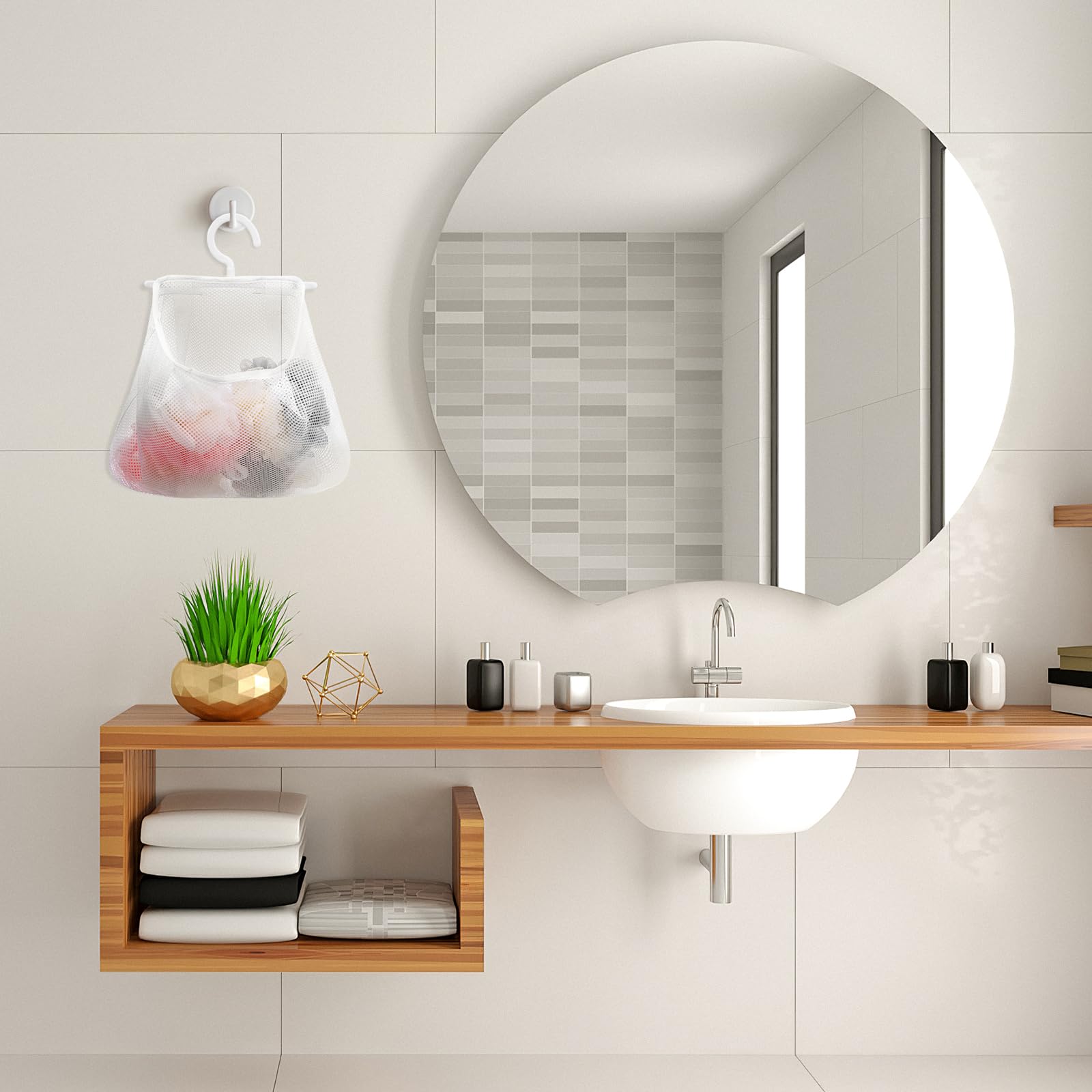 Hanging Mesh Bag Clothespin Storage Bag and Breathable Laundry for Socks Underwear Garlic Onions Foldable Kitchen Organizer 2 Pack 9.64 X 8.66 X 0.78 in