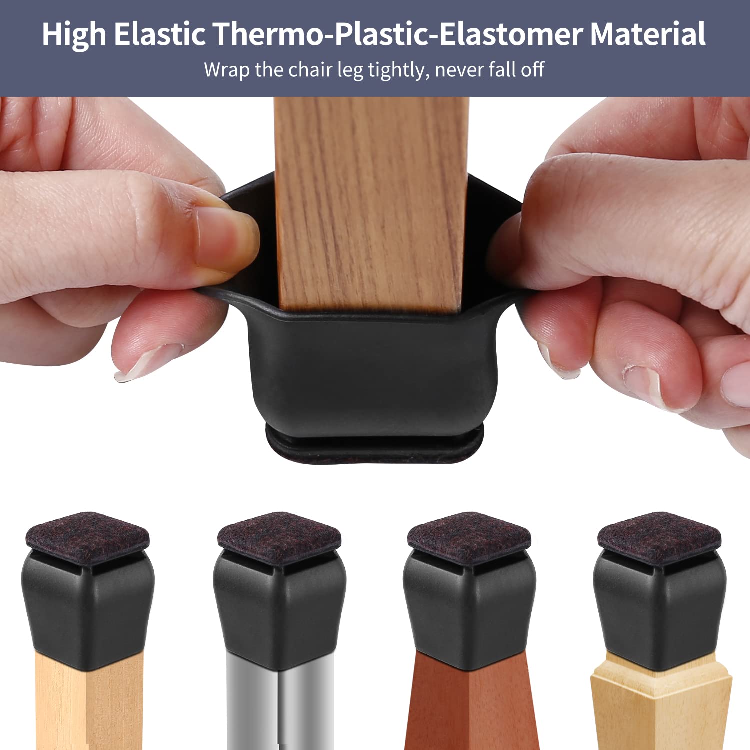 24 Pcs Square Silicone Chair Leg Floor Protectors (24 Count)