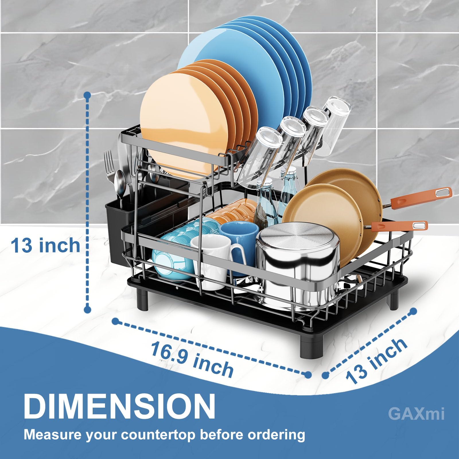 Dish Drying Rack with Drainboard for Kitchen Countertop 2