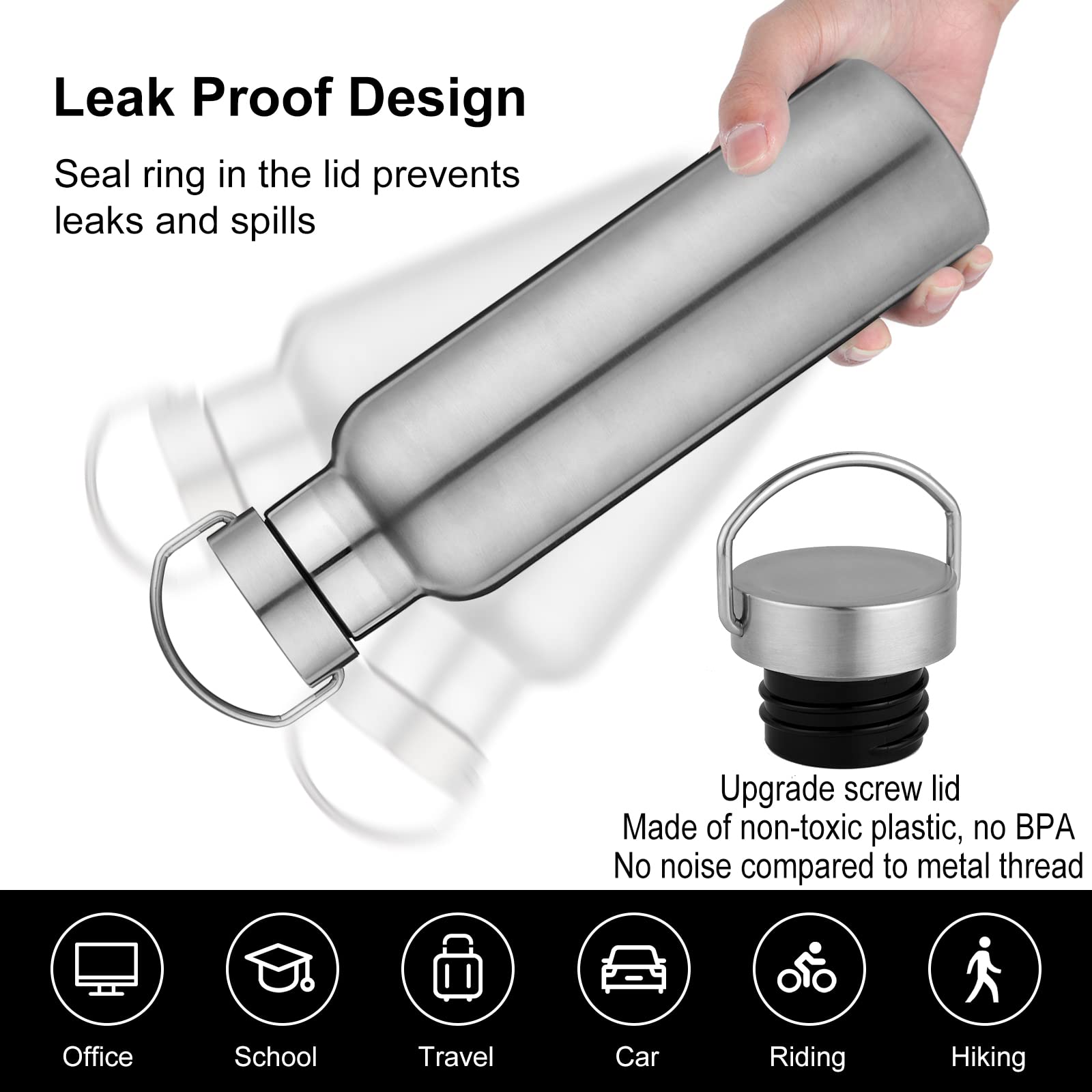 Silver Stainless Steel Water Bottles