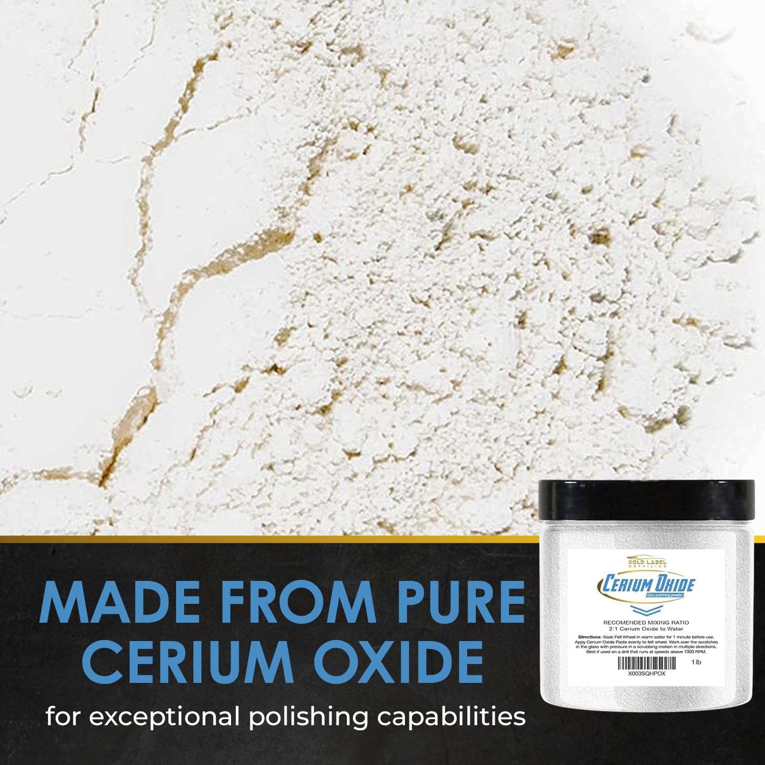 Optical Grade Cerium Oxide Glass Repair Powder 1lb Jar (16 Ounce)