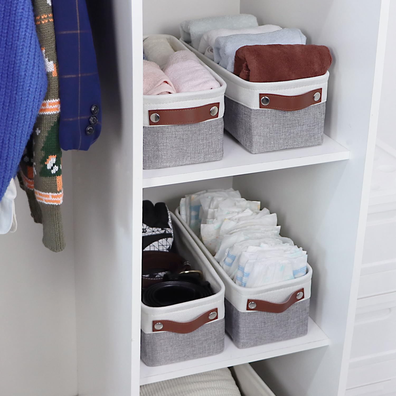 Small Narrow Fabric Storage Bins (4 Count)
