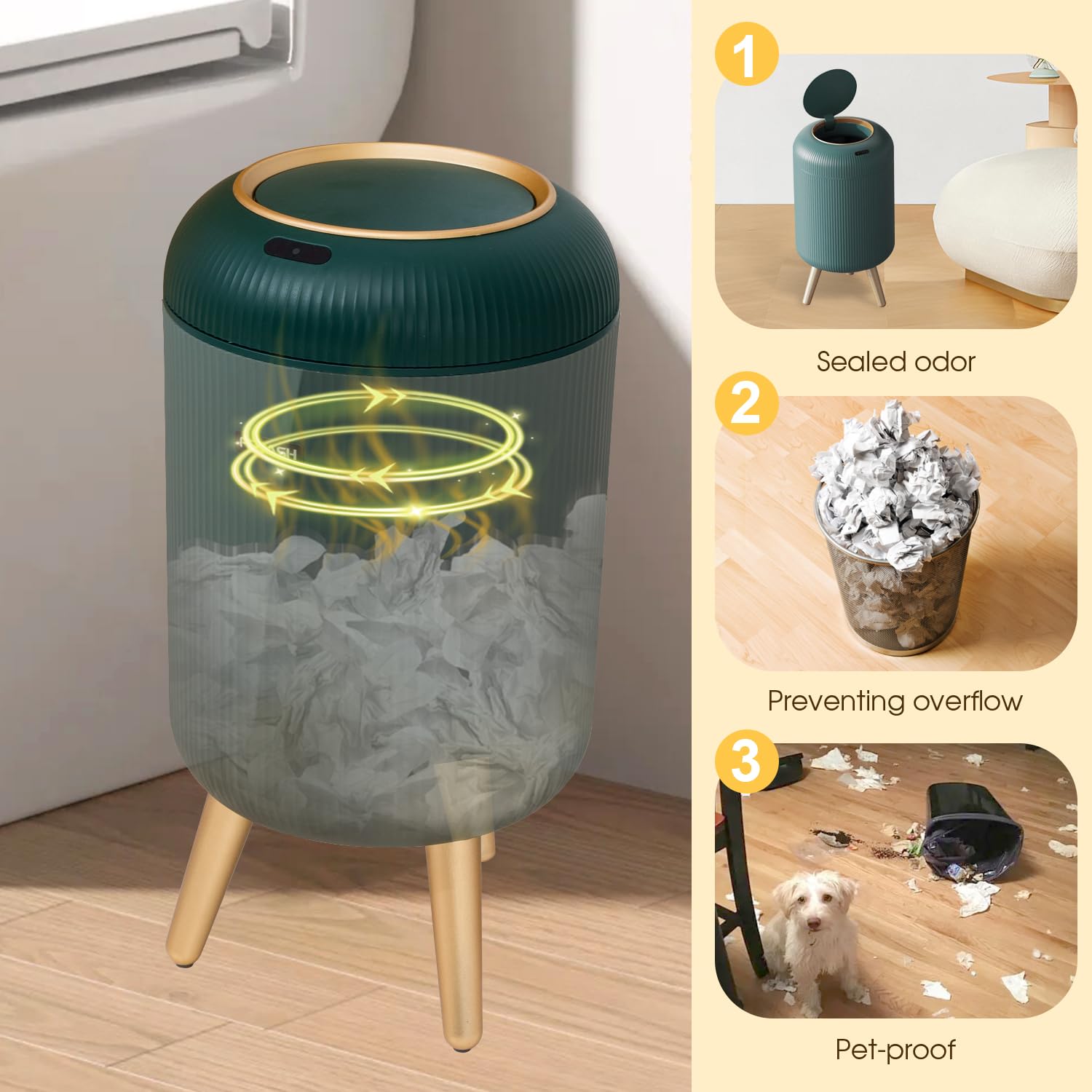 Bathroom Trash Can Automatic Touchless