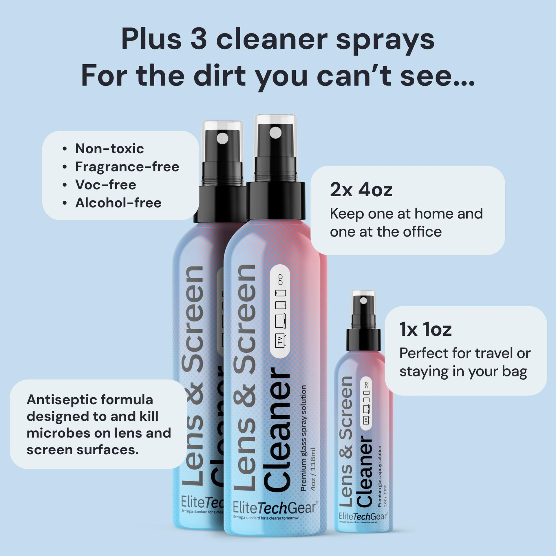 Microfiber Cleaning Cloths with Eye Glasses Cleaner Spray