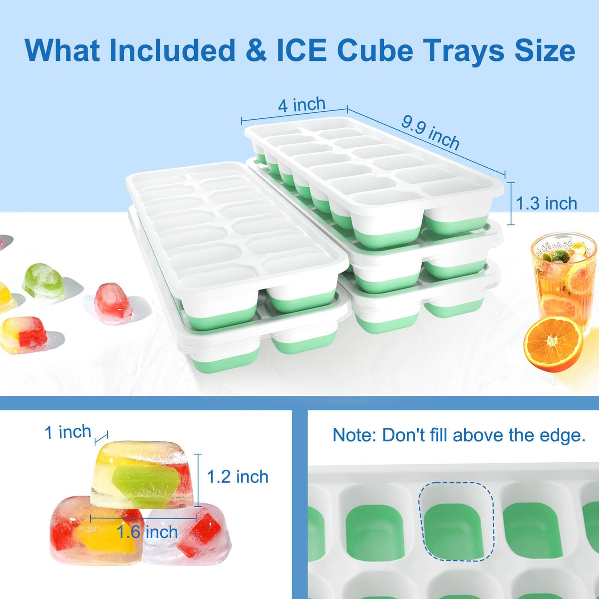Ice Cube Trays with Lids for Freezer (5 Count)