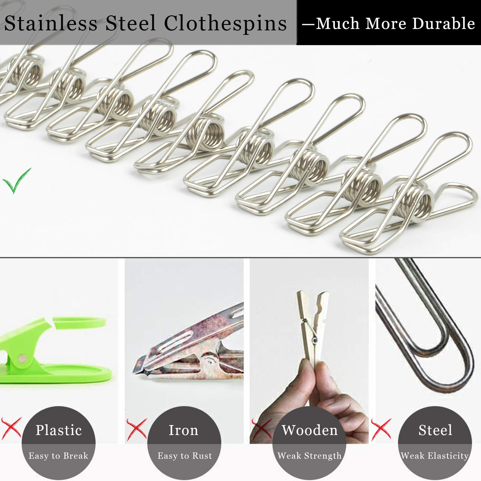 Wire Clothespins Laundry Chip Clips (100 Count)