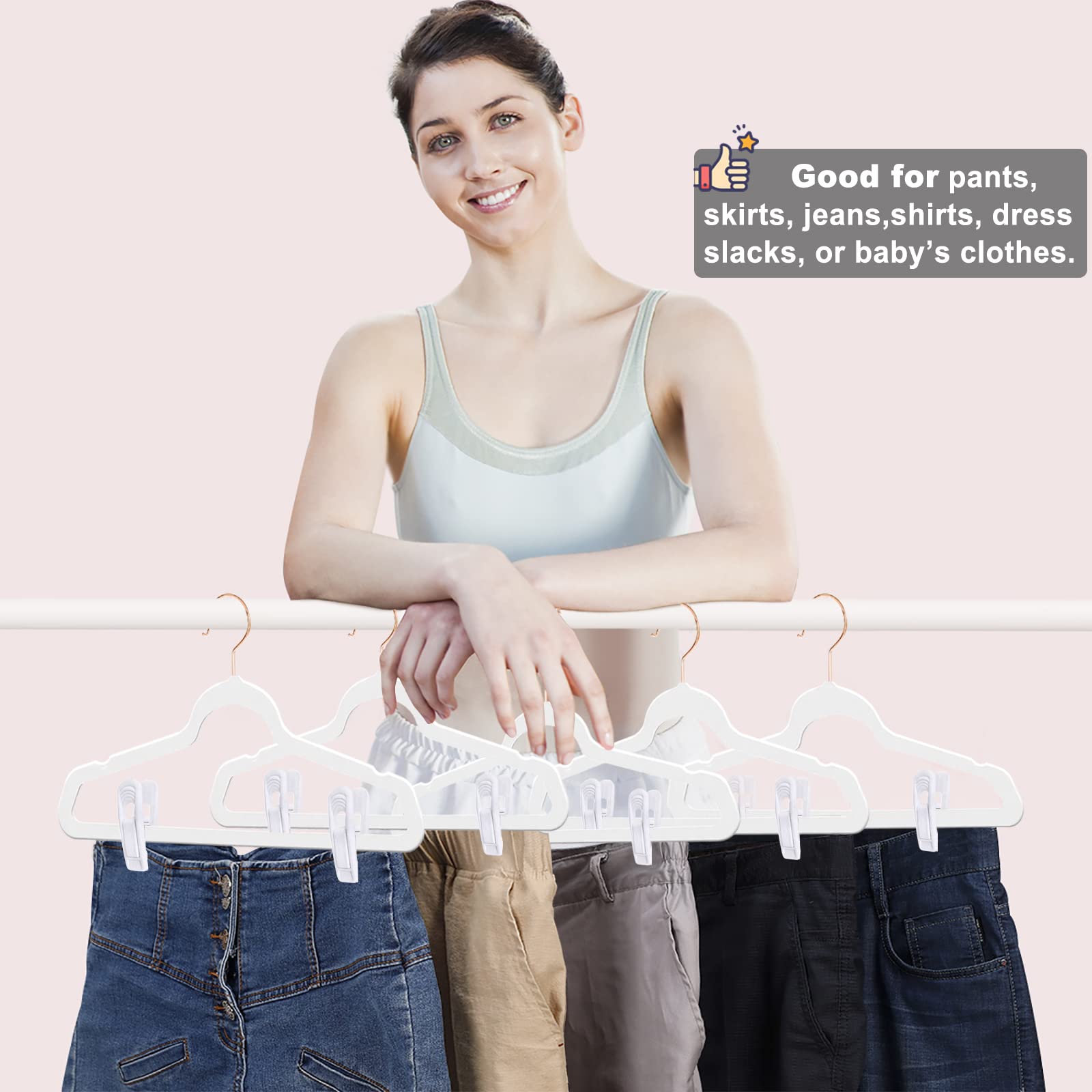 White Velvet Hangers Clips 40 PCS (40 Count)