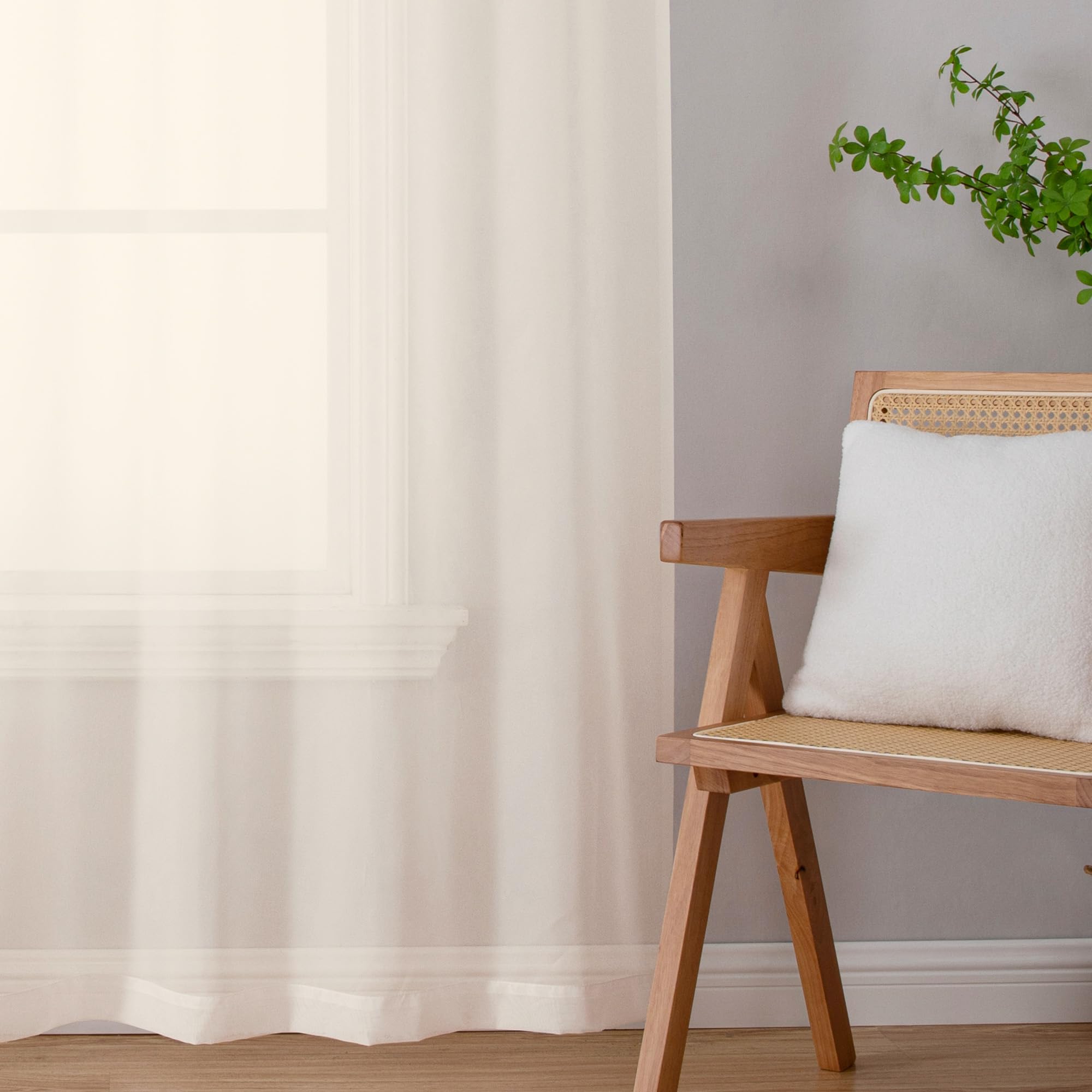 Cream Sheer Curtains 54 Inch Long 2 Panels (2 Count)