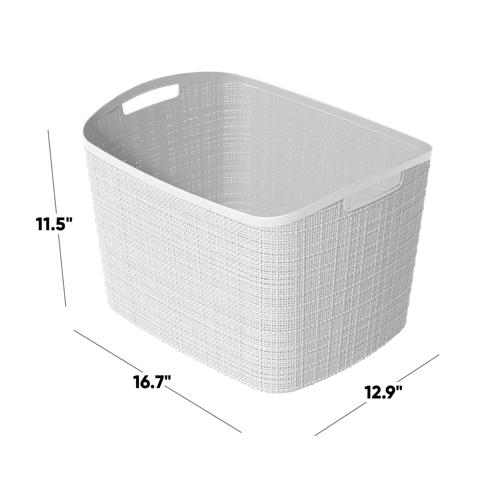 Set of 2 XL 30.5L Jute Decorative Plastic Organization and Storage Baskets (2 Count)
