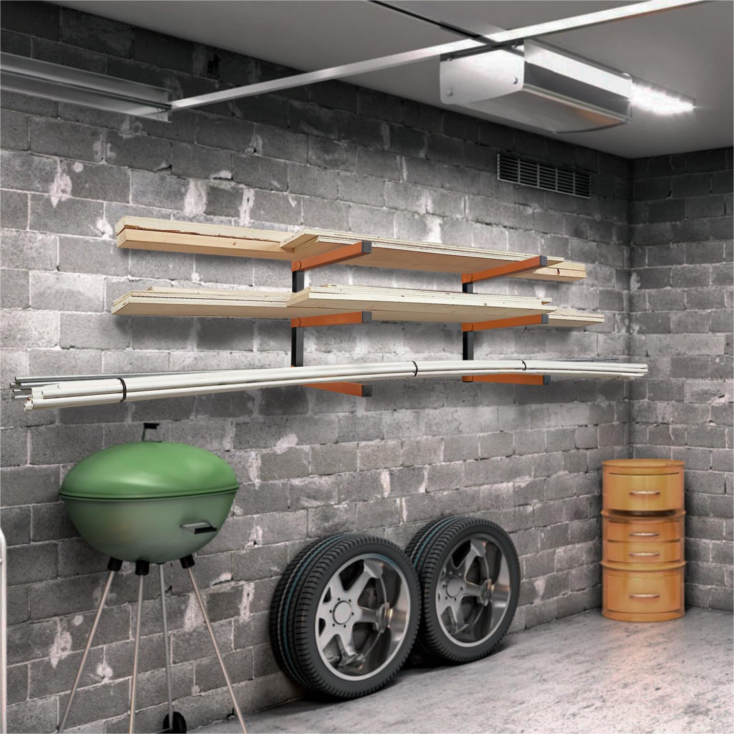 3 Level Wall Mounted Lumber Storage Rack for Garage