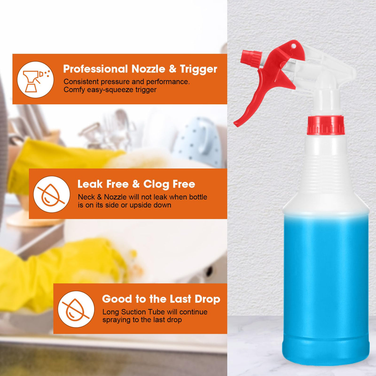 12 Pcs 16 Oz Plastic Spray Bottles (12 Count)