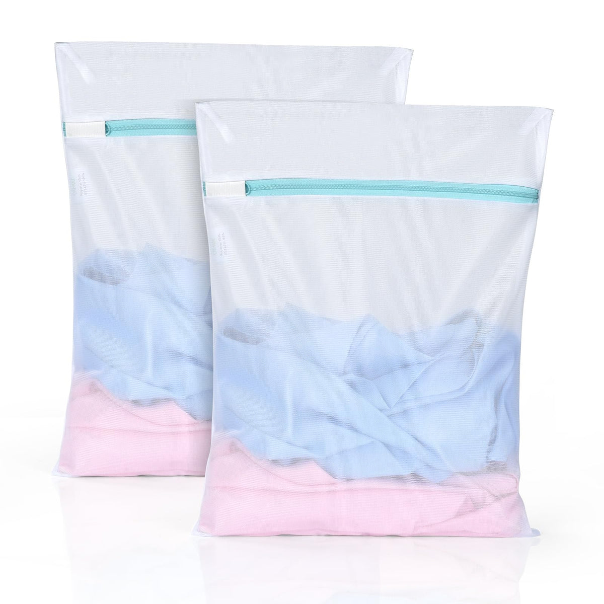 12x16 Inch Mesh Laundry Bag 2 Pack Small Lingerie Sock Bag Washing Machine Soft Fine Mesh Zipper Laundry Bra Underwear Wash Bag for Home Travel Don't Drying (2 Count)