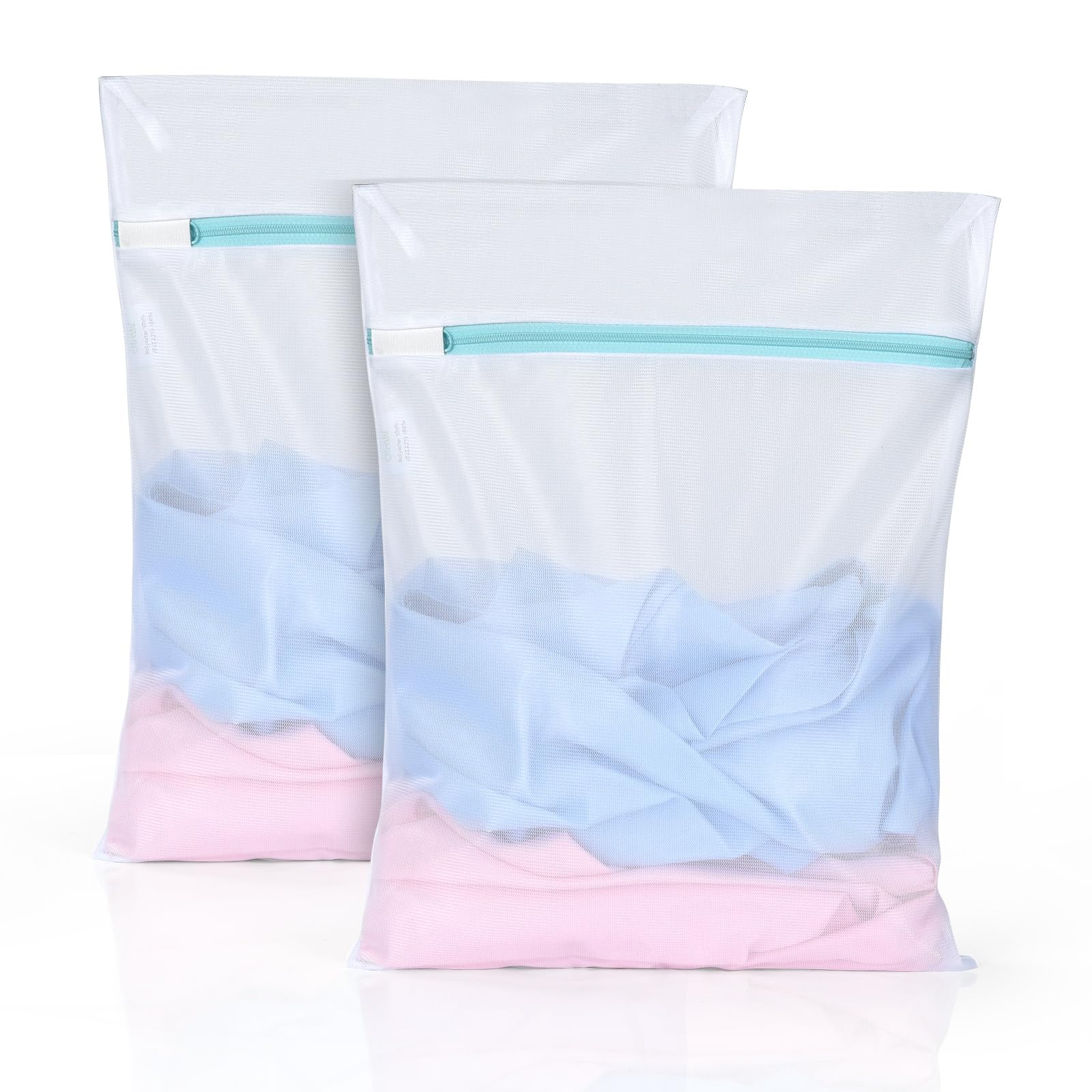 12x16 Inch Mesh Laundry Bag 2 Pack Small Lingerie Sock Bag Washing Machine Soft Fine Mesh Zipper Laundry Bra Underwear Wash Bag for Home Travel Don't Drying (2 Count)