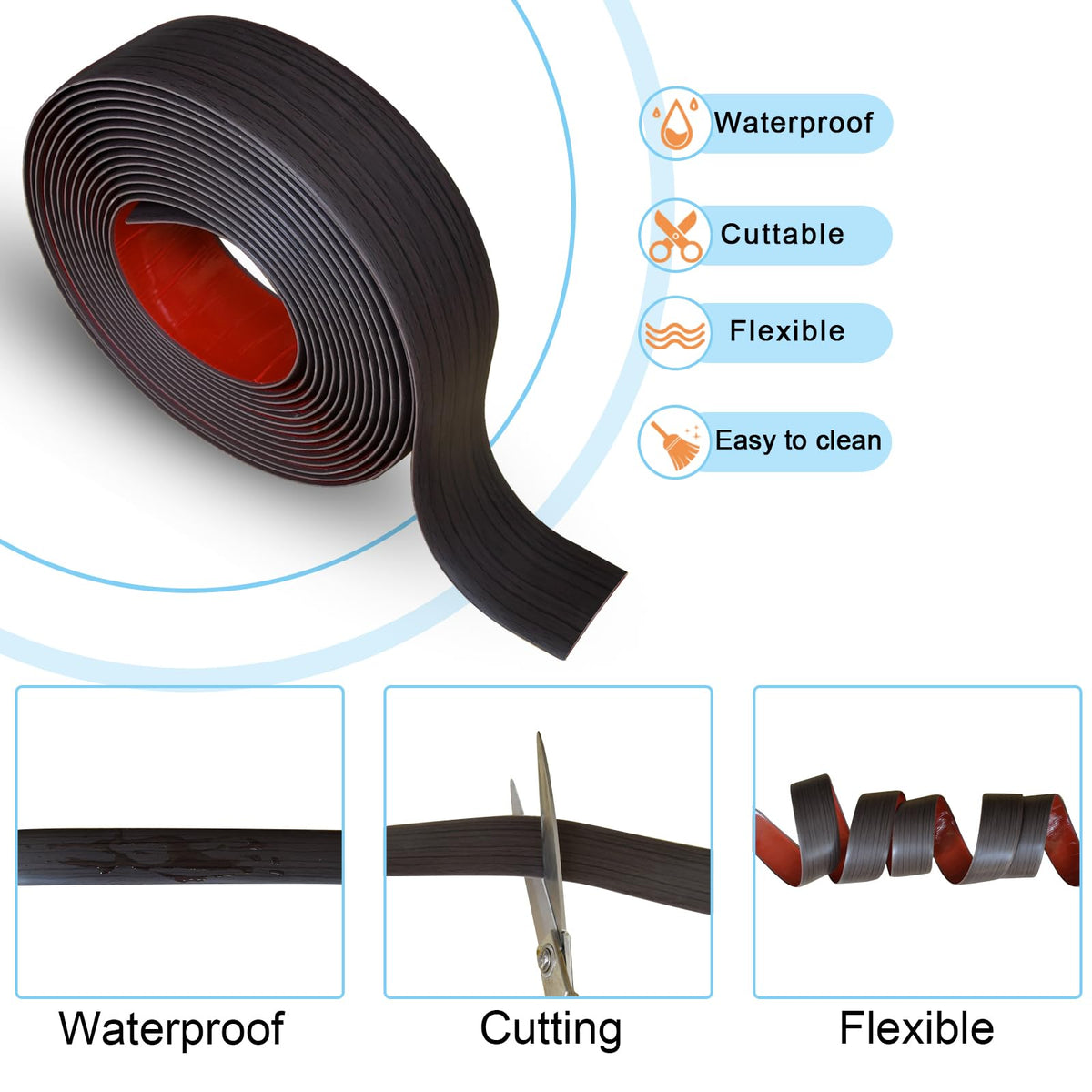 Floor Door Flat Transition Strip & Self Adhesive Floor Vinyl Floor Edge Trim Laminate Floor Gap Covering Joining Strip