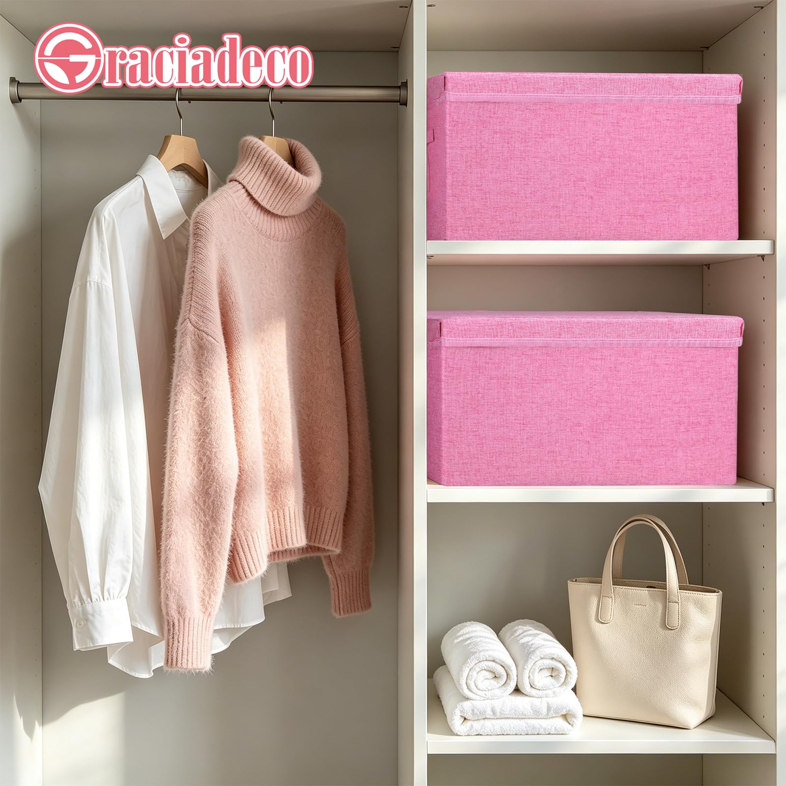 Storage Bins With Lids Closet Organizer Cabinet Box For Clothes (2 Count)