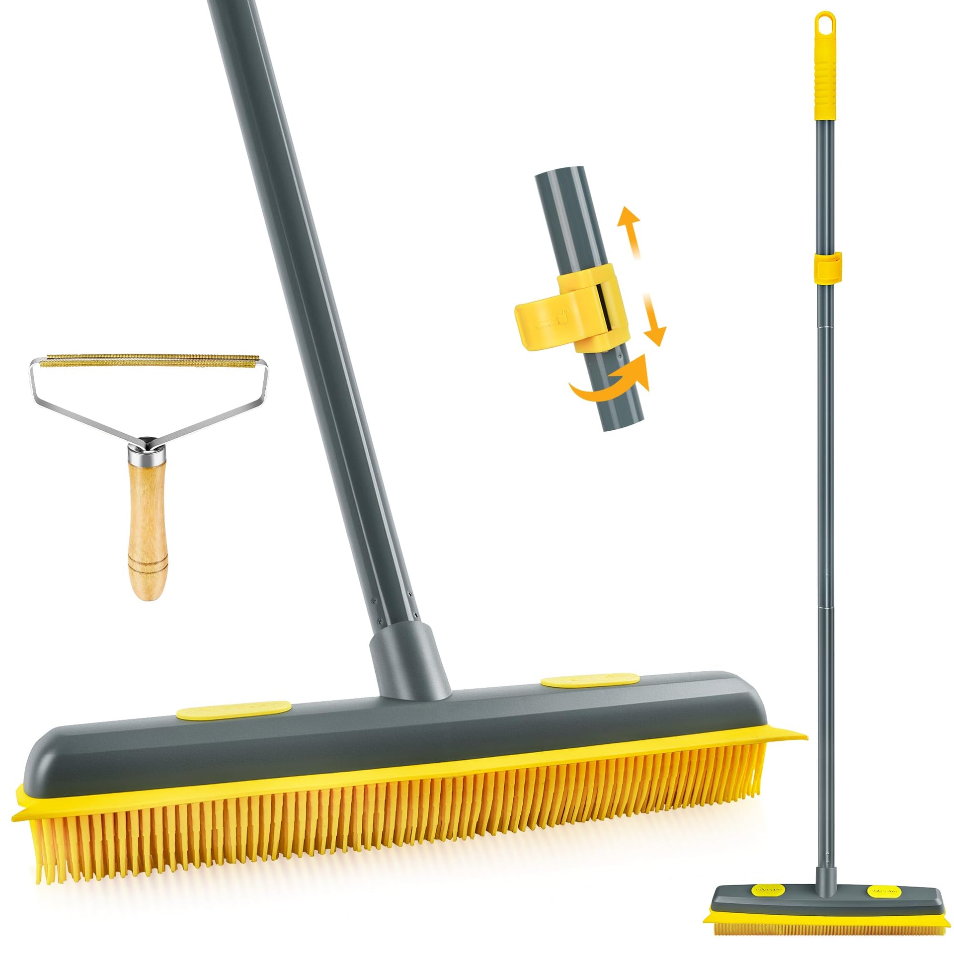 Rubber Pet Hair Removal Broom with Lint Fur Remover Tool