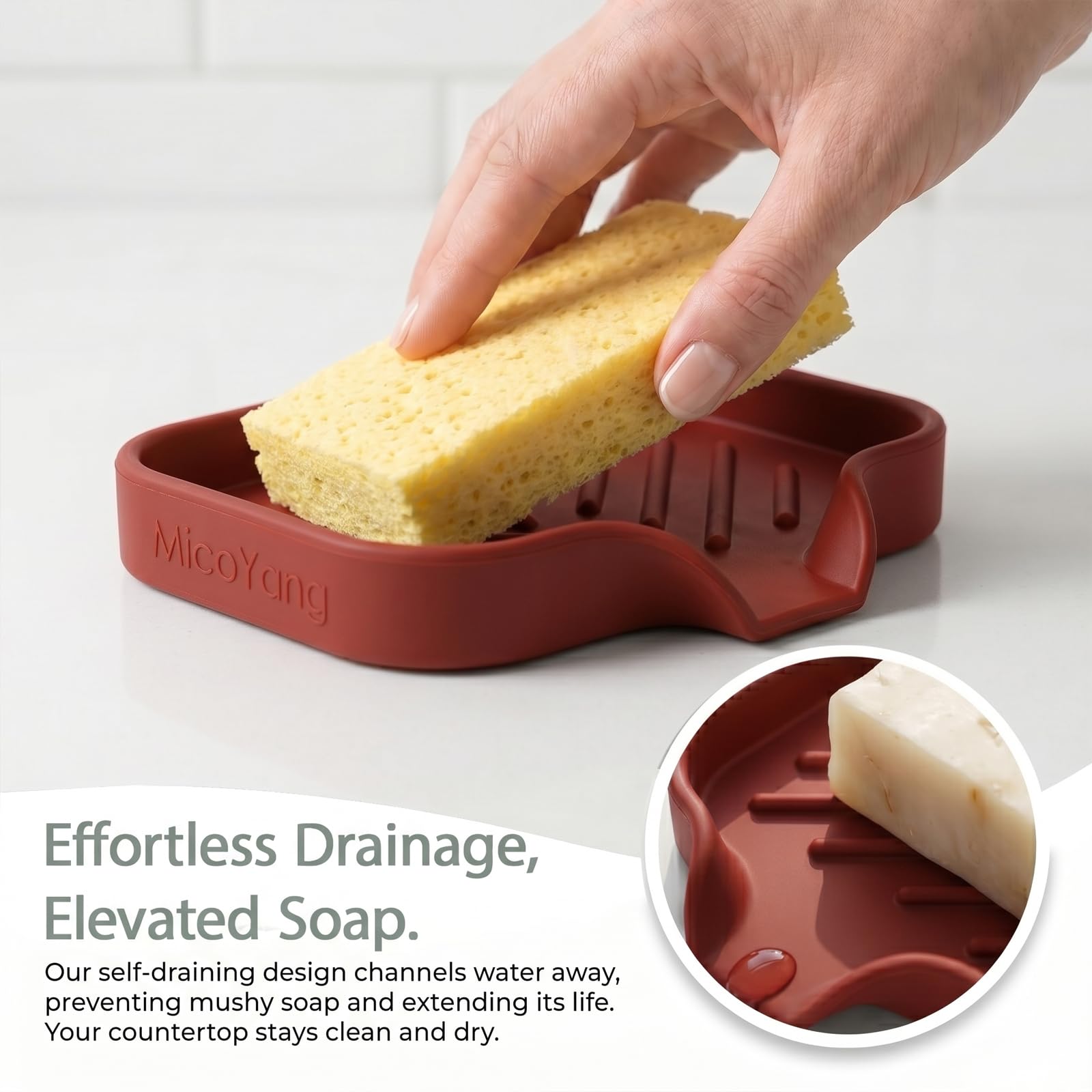 Silicone Soap Dish with Drain Spout
