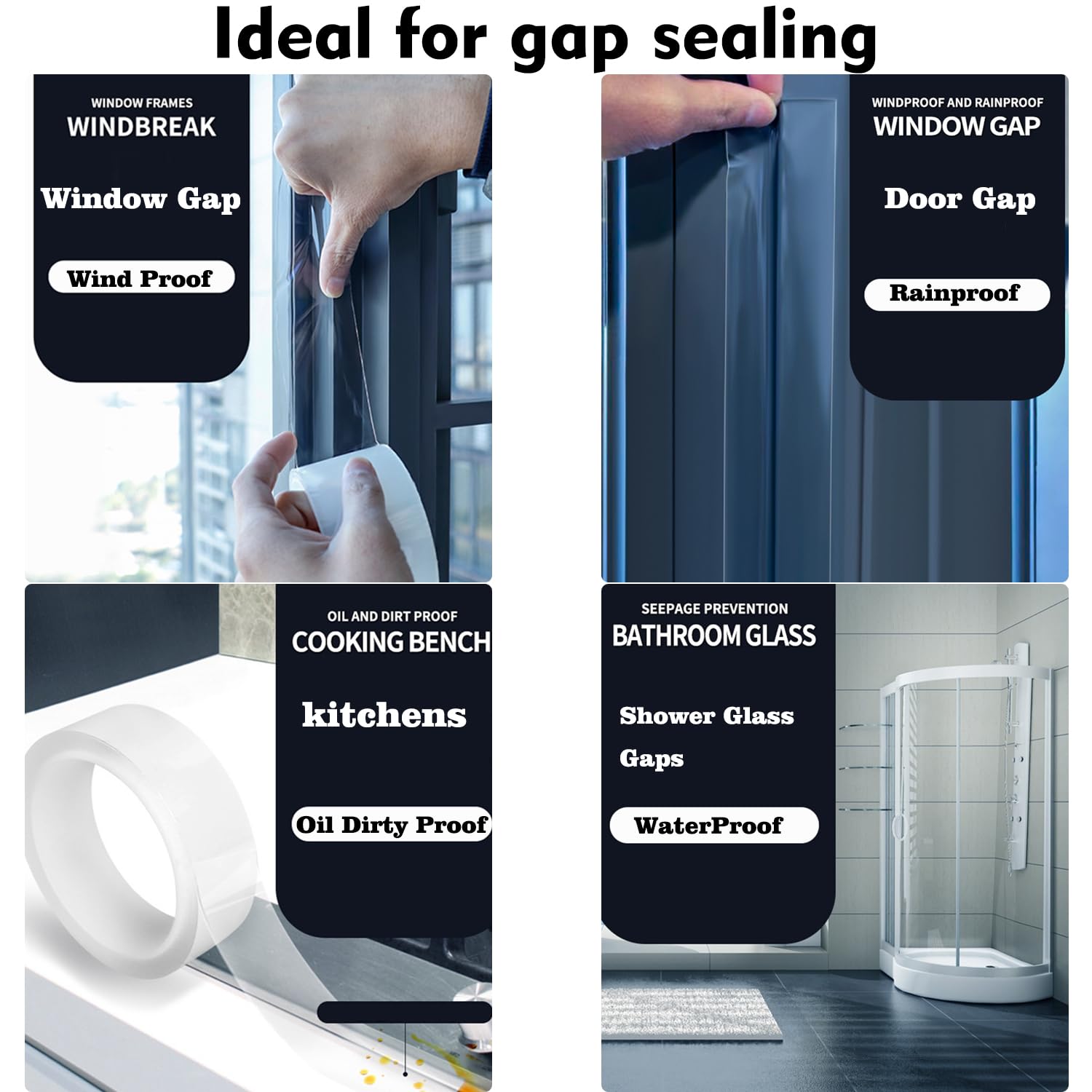 Transparent Window Weather Sealing Tape 3 Inch x 33 FT Weather Stripping Residue