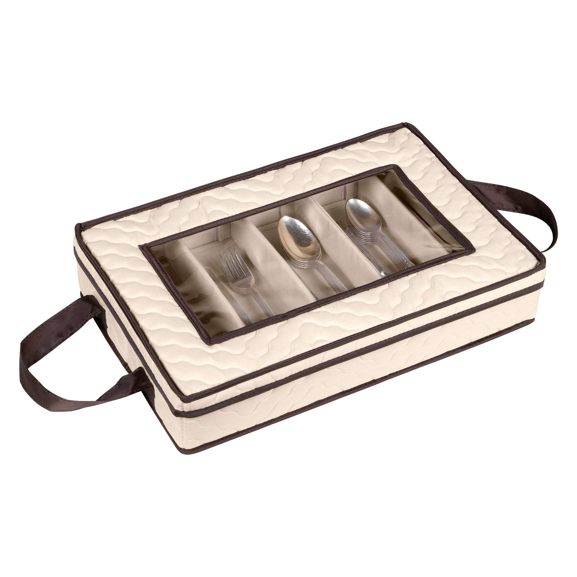 Flatware Storage Case 5 Compartments Silverware Container Box