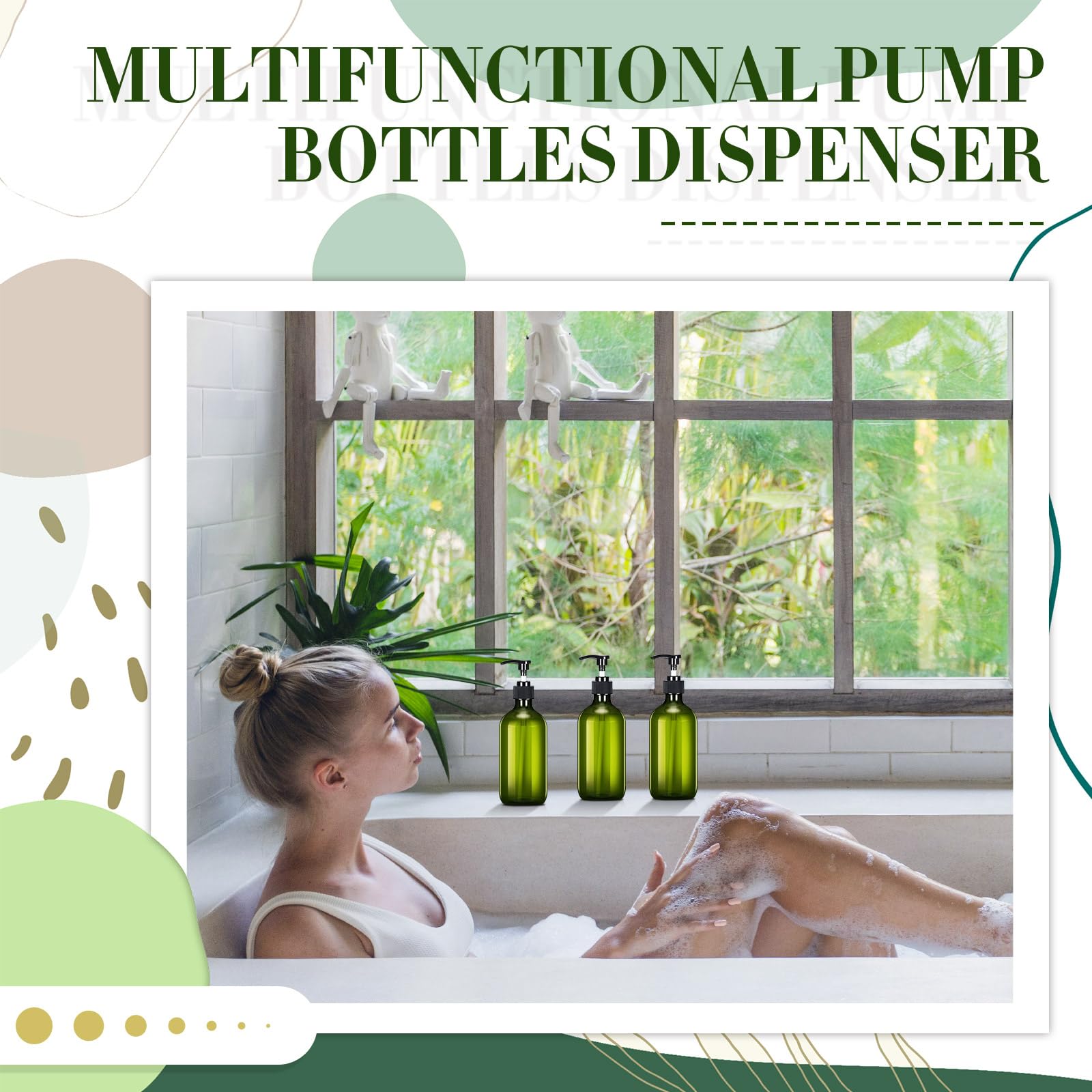 12 Pack Green Plastic Pump Bottles Soap Dispenser (12 Count)