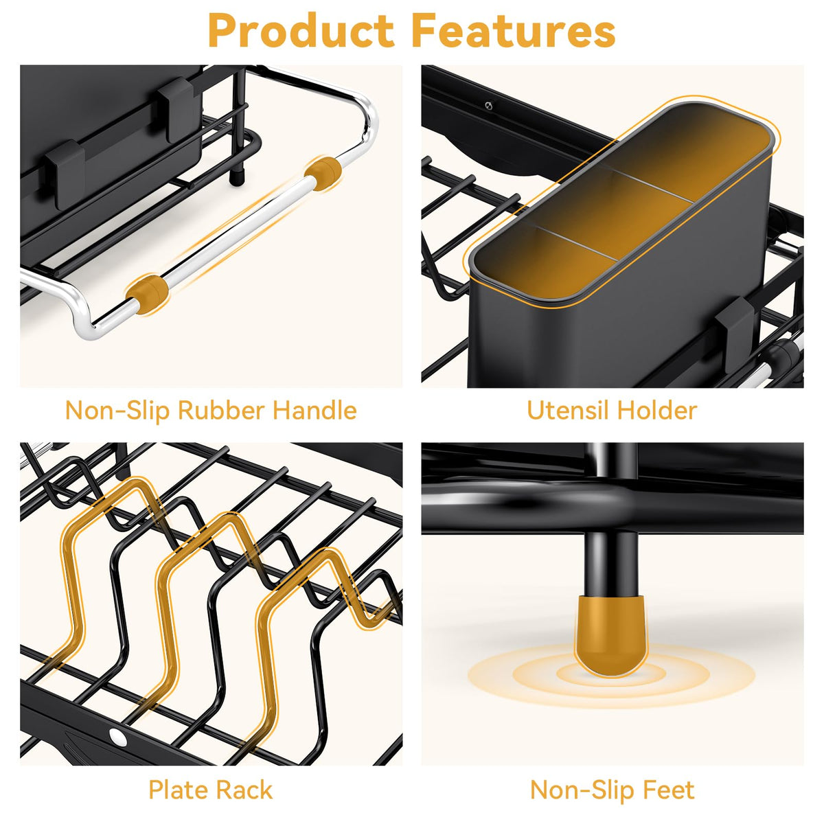 Sink Small Dish Drying Rack with Utensil Holder for RV